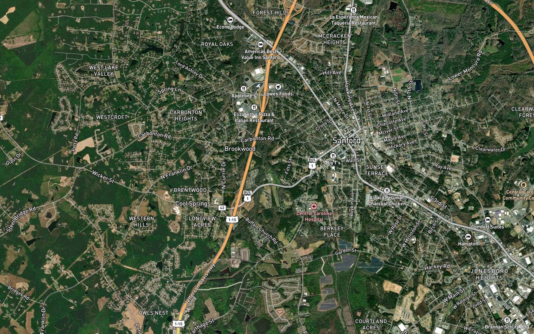 Satellite map of the Persimmon Creek