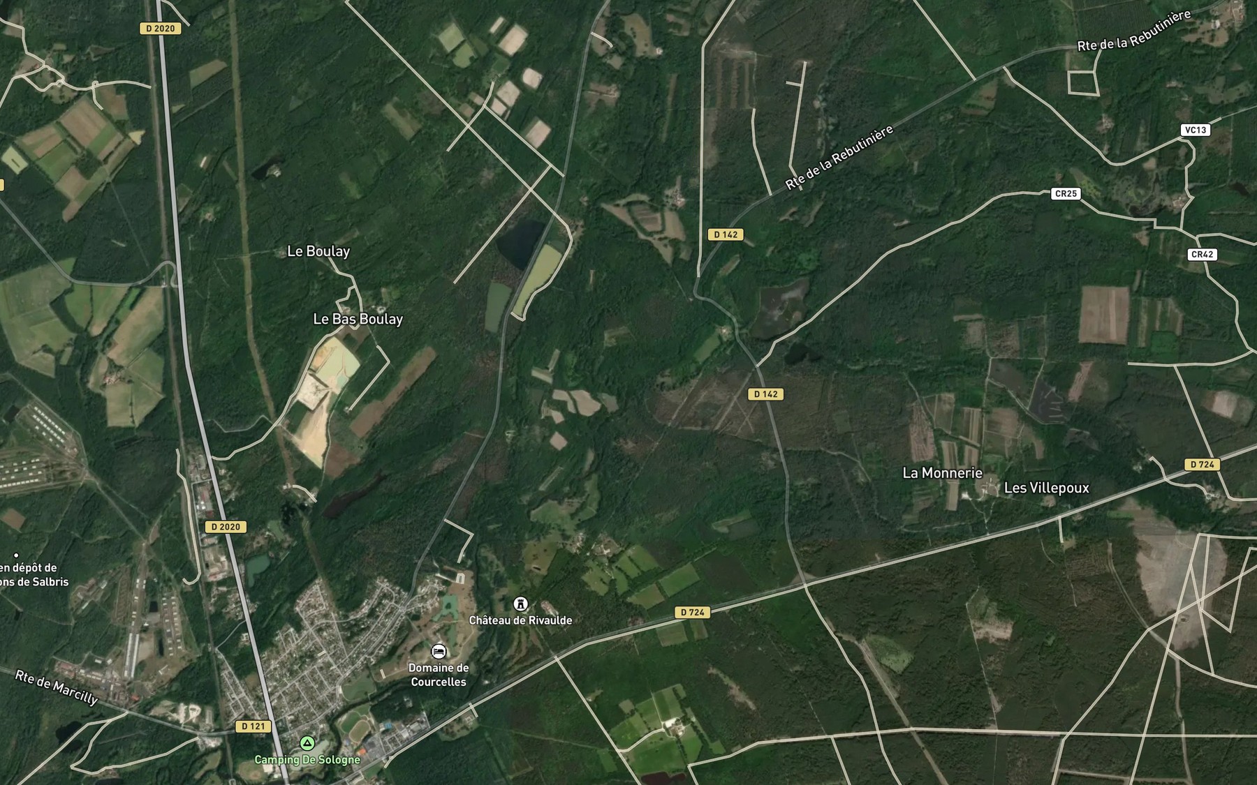 Satellite map of the Petite Sauldre