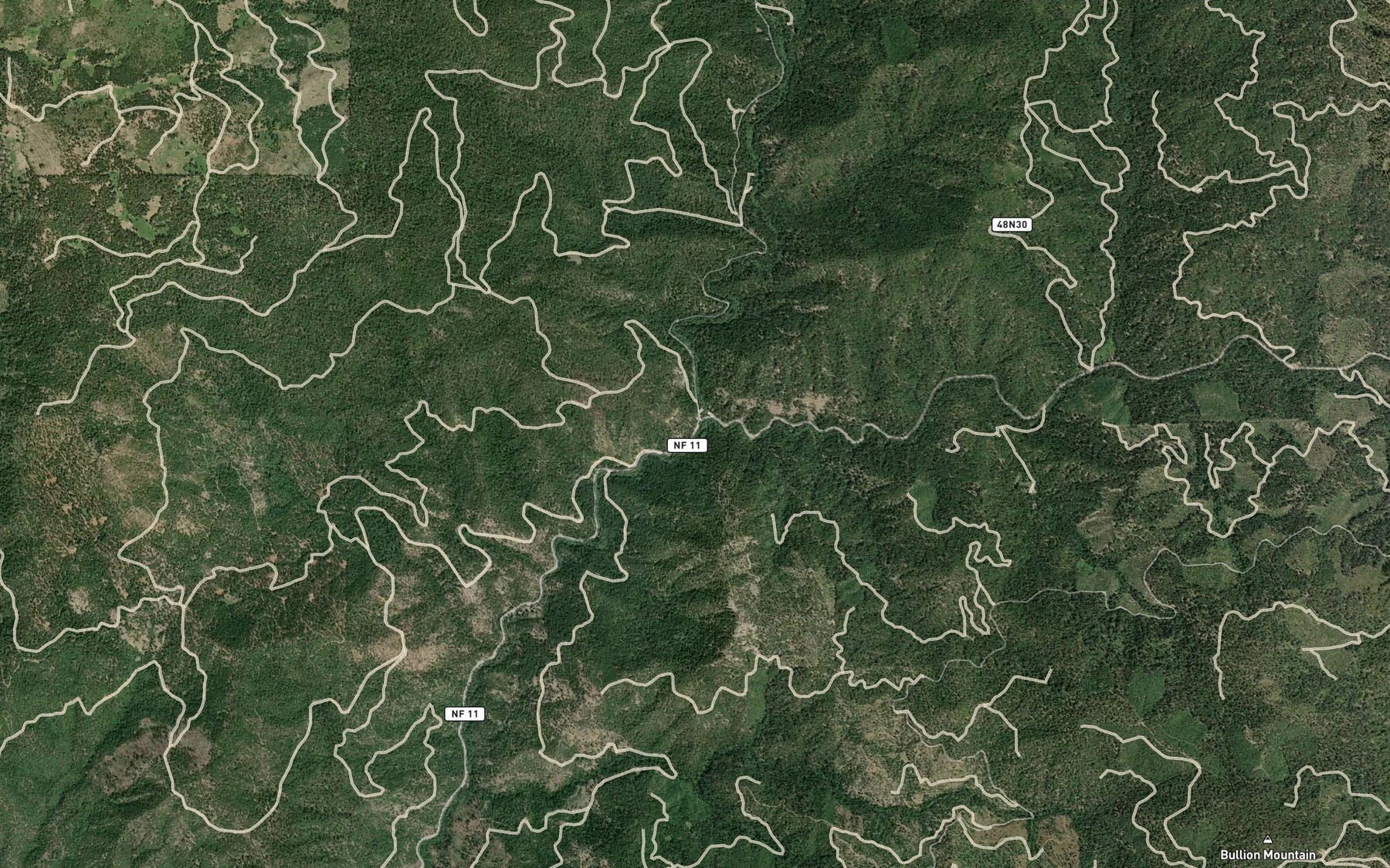Satellite map of the Hungry Creek