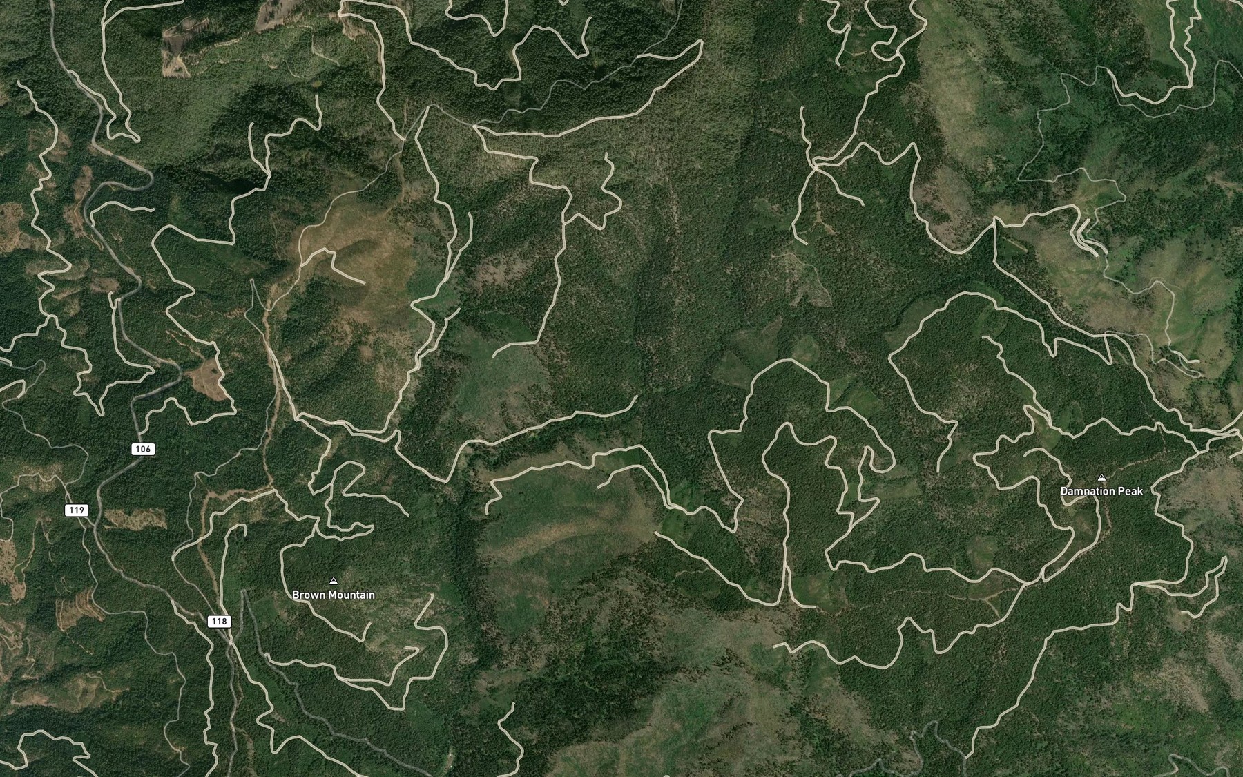 Satellite map of the Sanford Creek