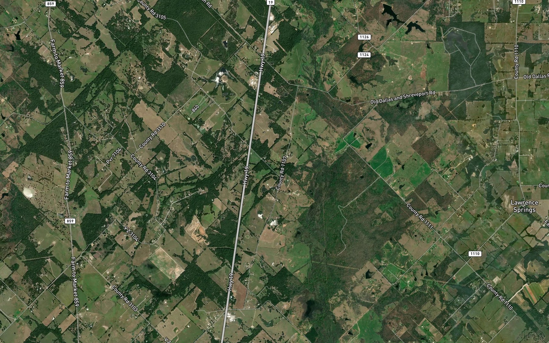 Satellite map of the Willow Branch