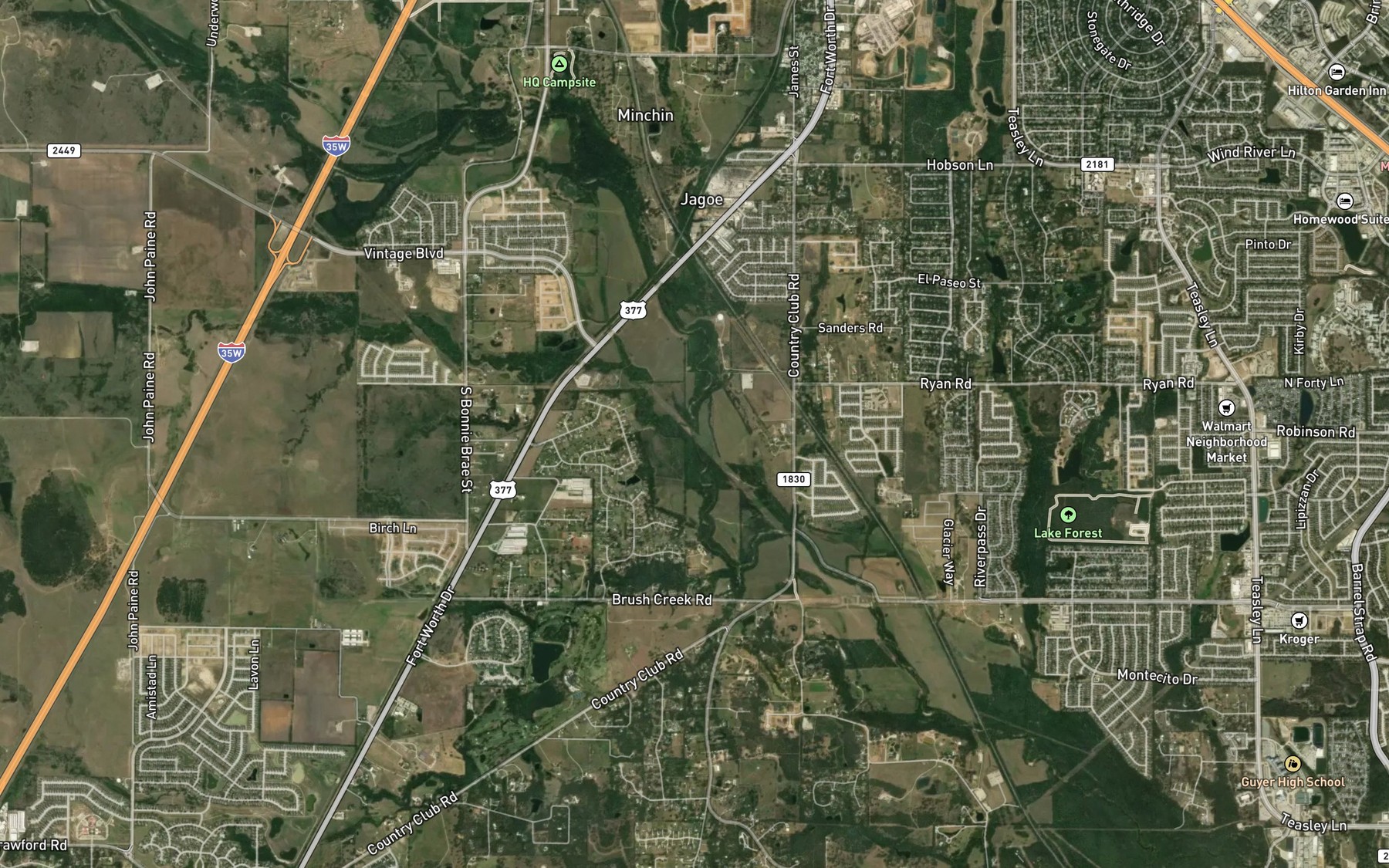 Satellite map of the Roark Branch