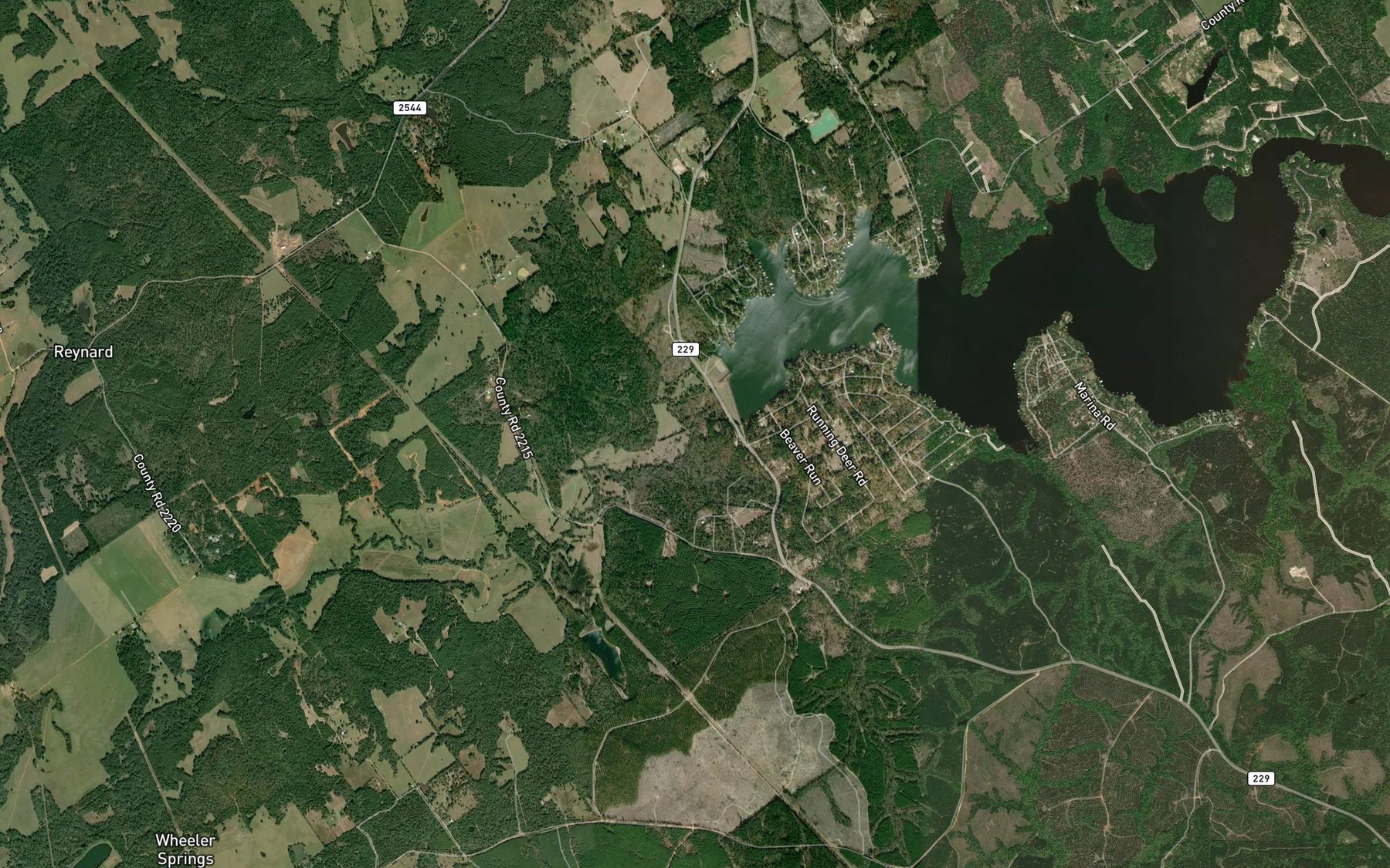 Satellite map of the Zach Branch