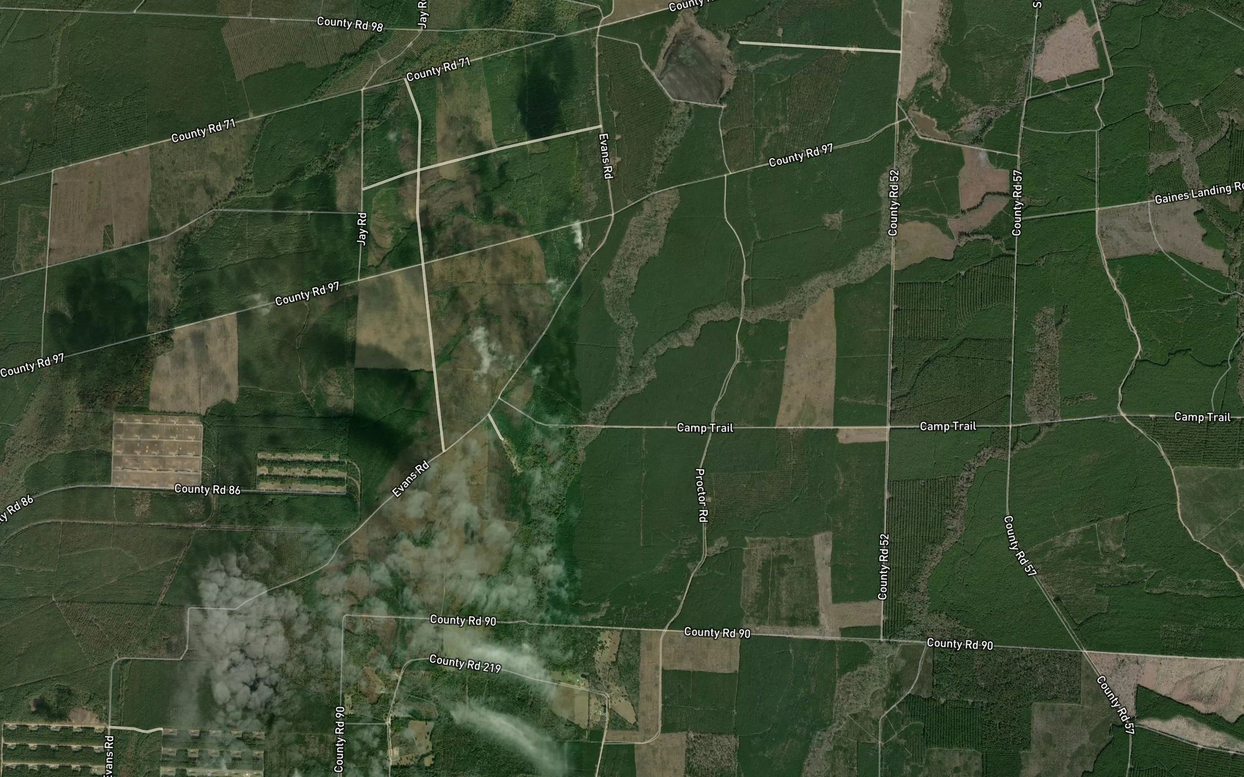 Satellite map of the Cordell Creek