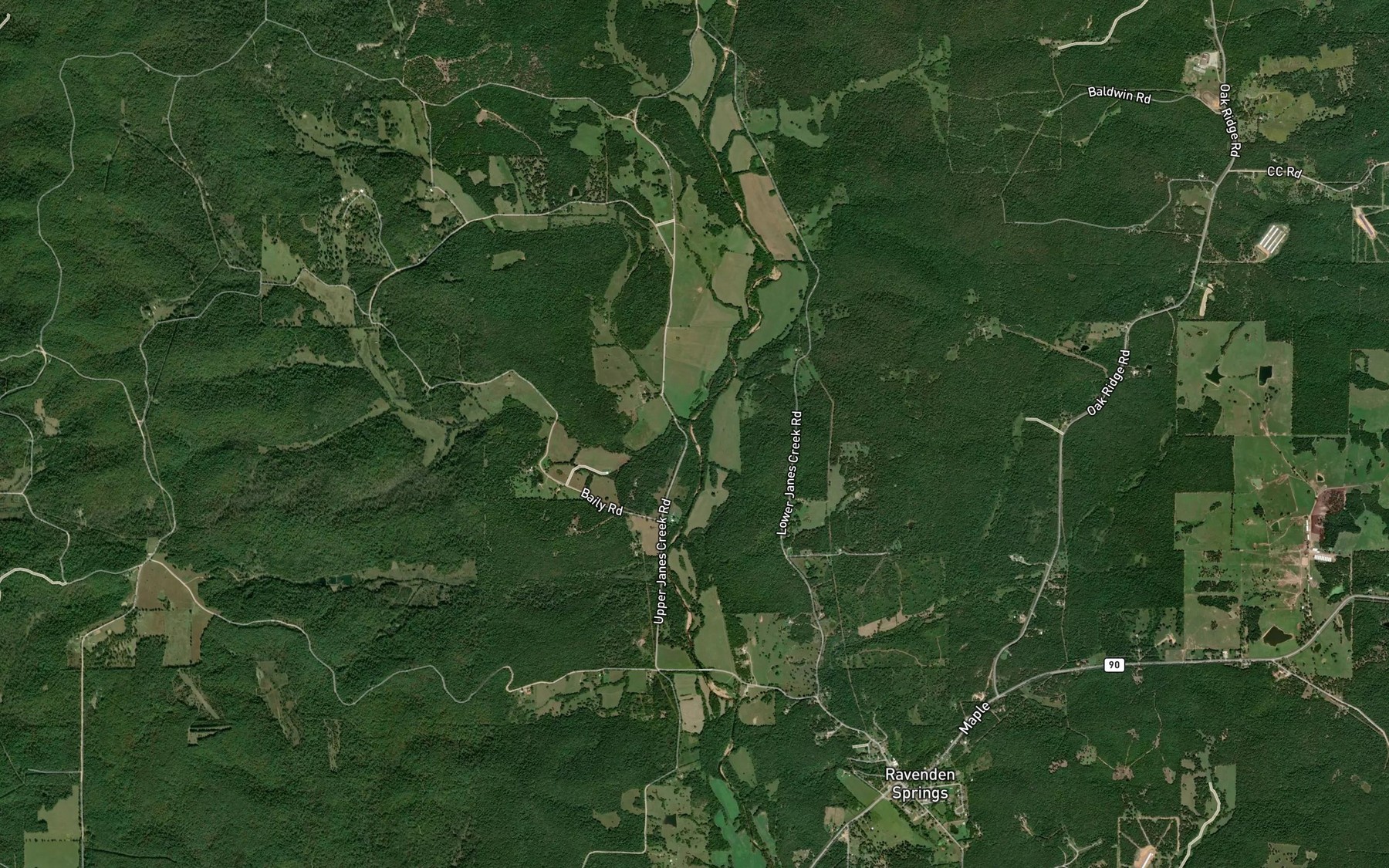 Satellite map of the Joe Branch