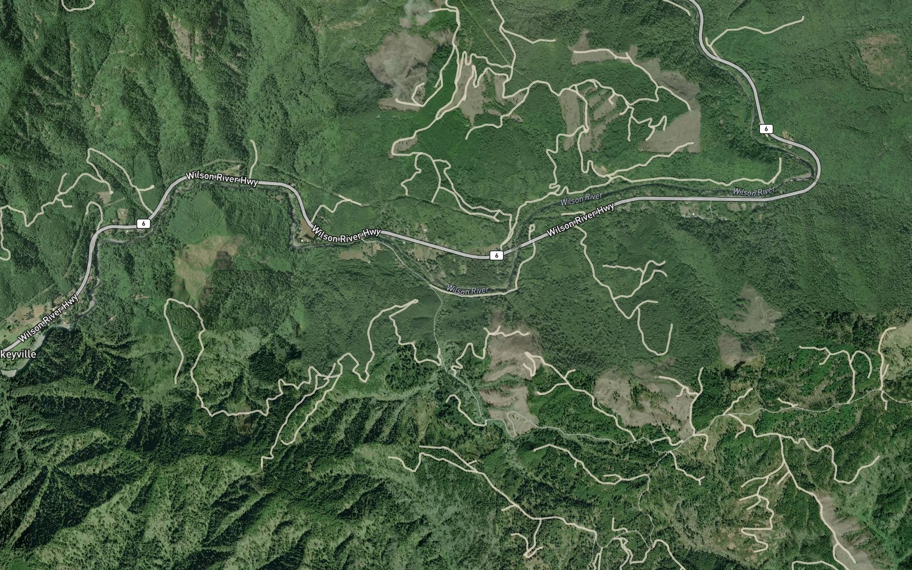 Satellite map of the Kansas Creek