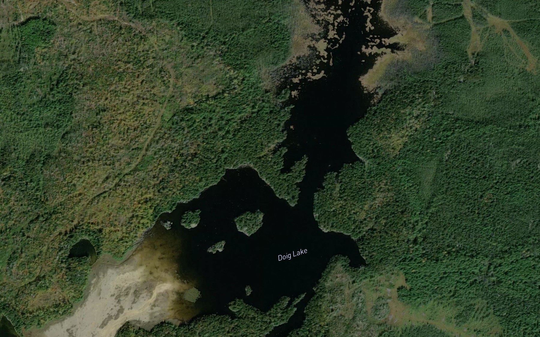 Satellite map of the Doig Lake