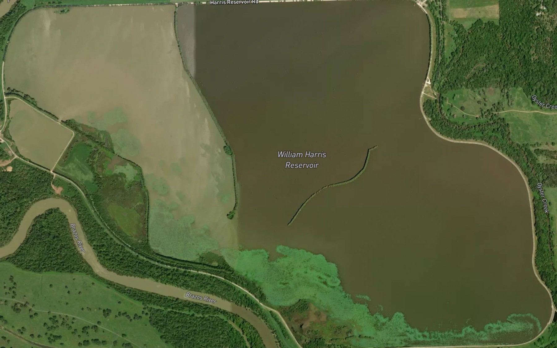 Satellite map of the Harris Reservoir