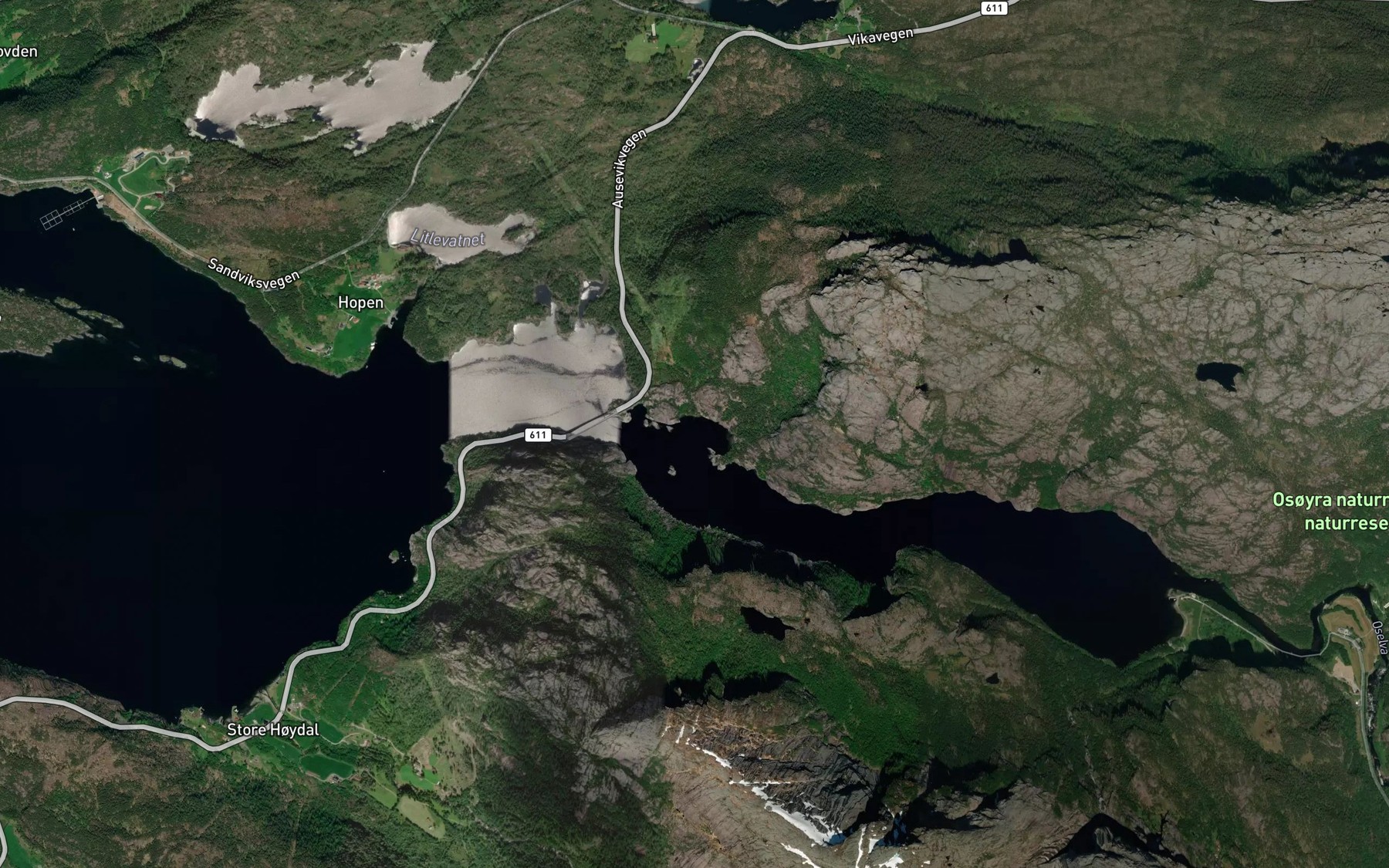 Satellite map of the Uforevika