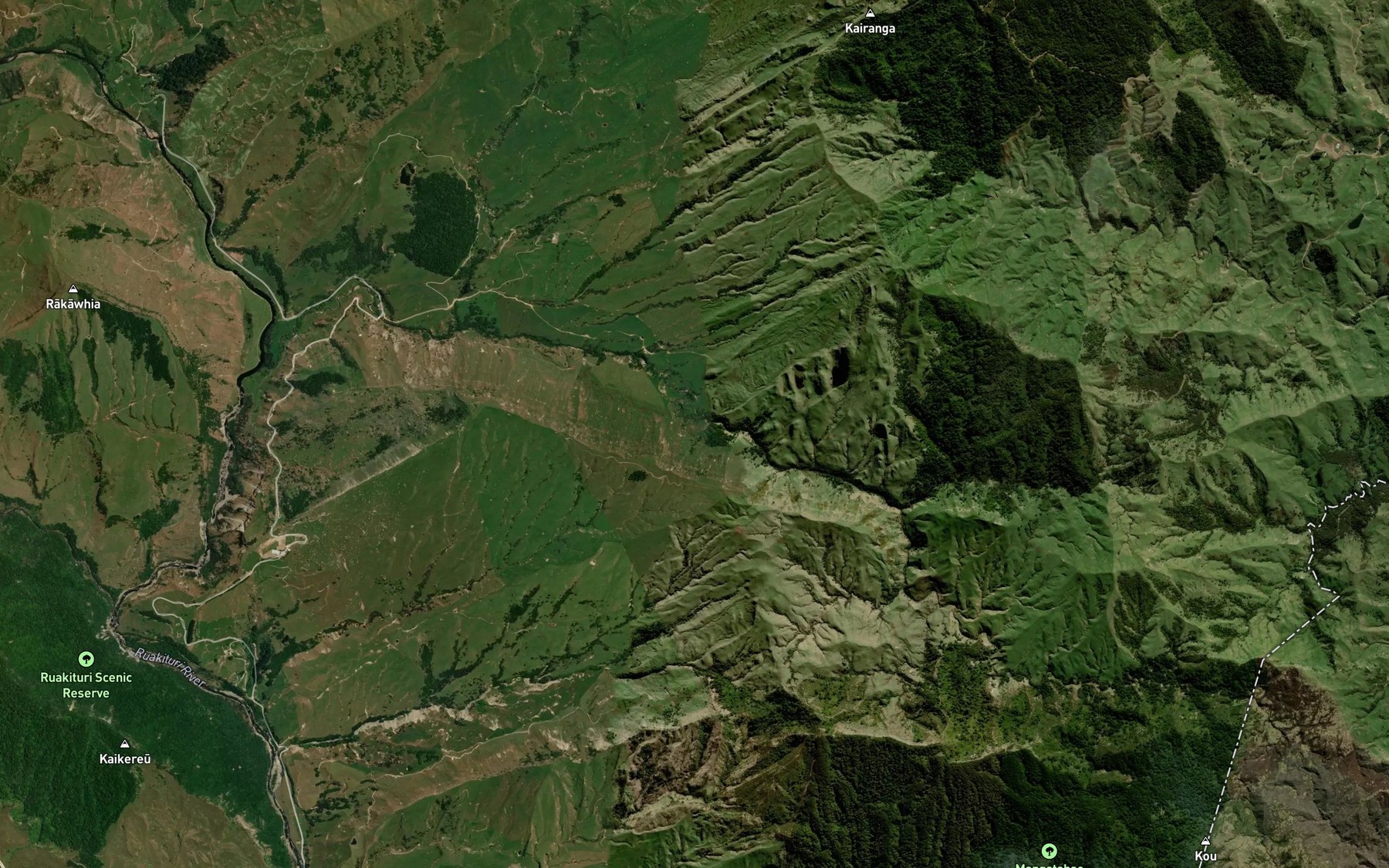Satellite map of the Mangatahae Stream