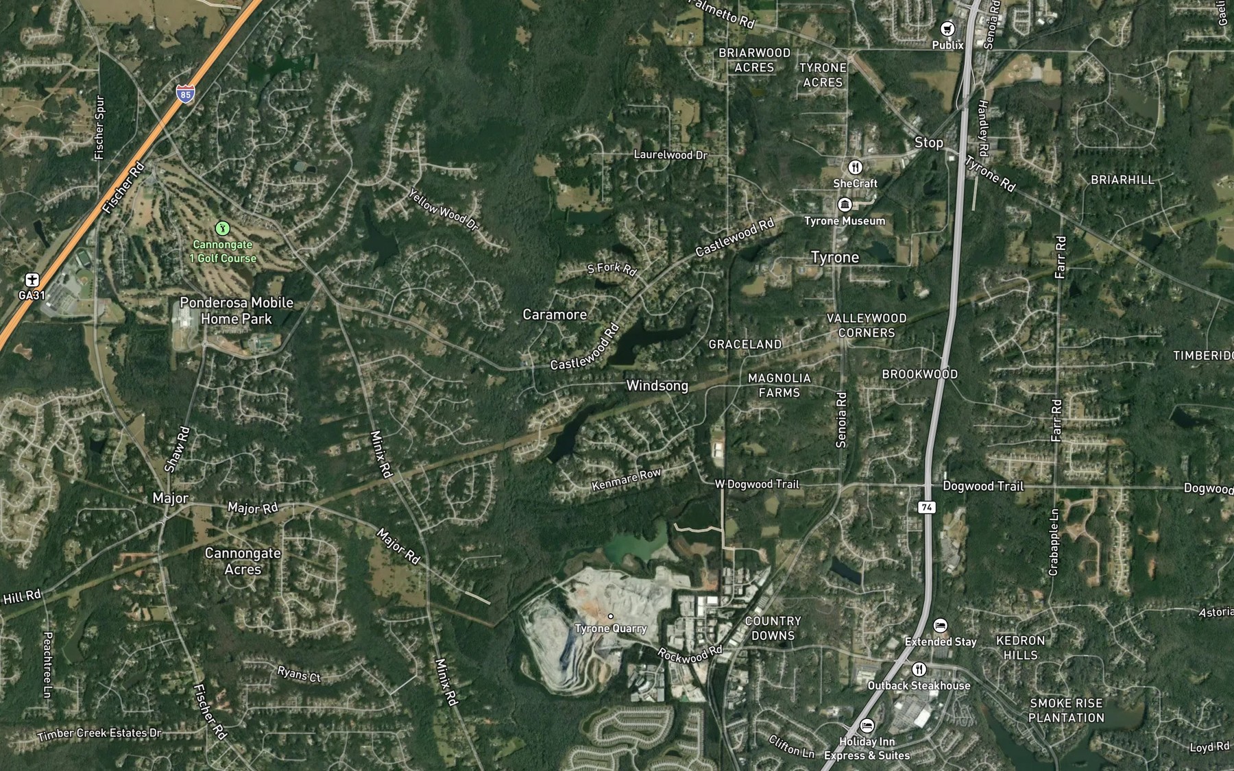 Satellite map of the Magnolia Lake