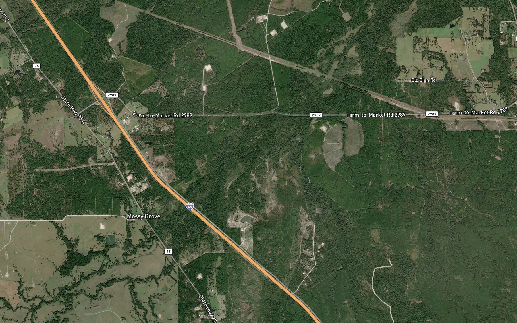 Satellite map of the Sulphur Branch