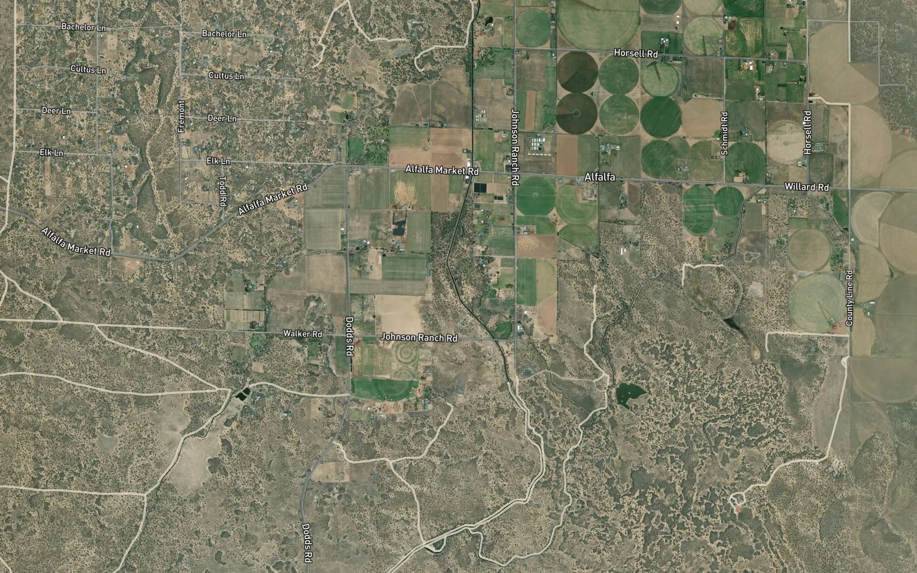 Satellite map of the Central Oregon Canal