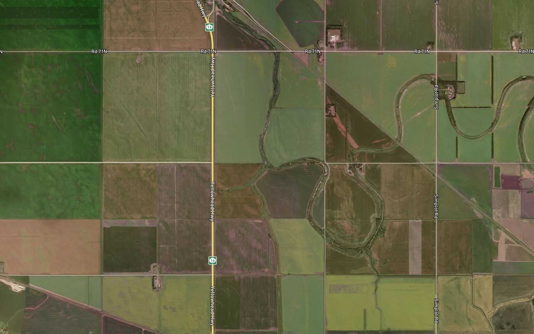 Satellite map of the Rignold Drain