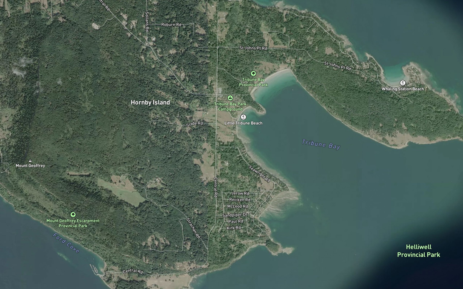 Satellite map of the Beulah Creek