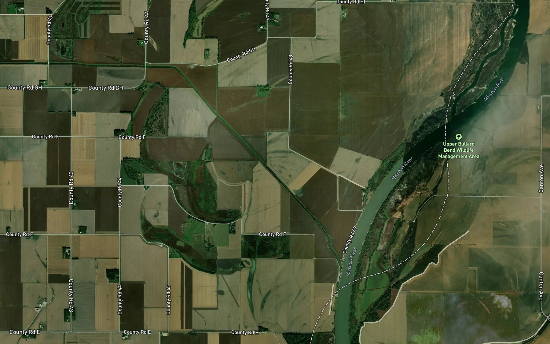 Satellite map of the Tekamah Ditch