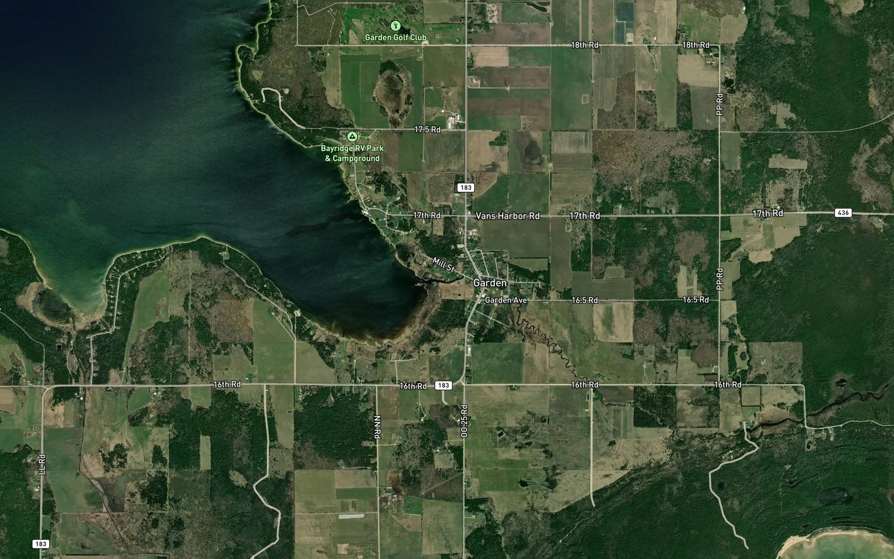 Satellite map of the Garden Creek