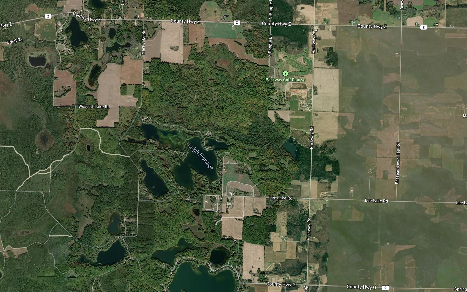 Satellite map of the Leigh Flowage 10