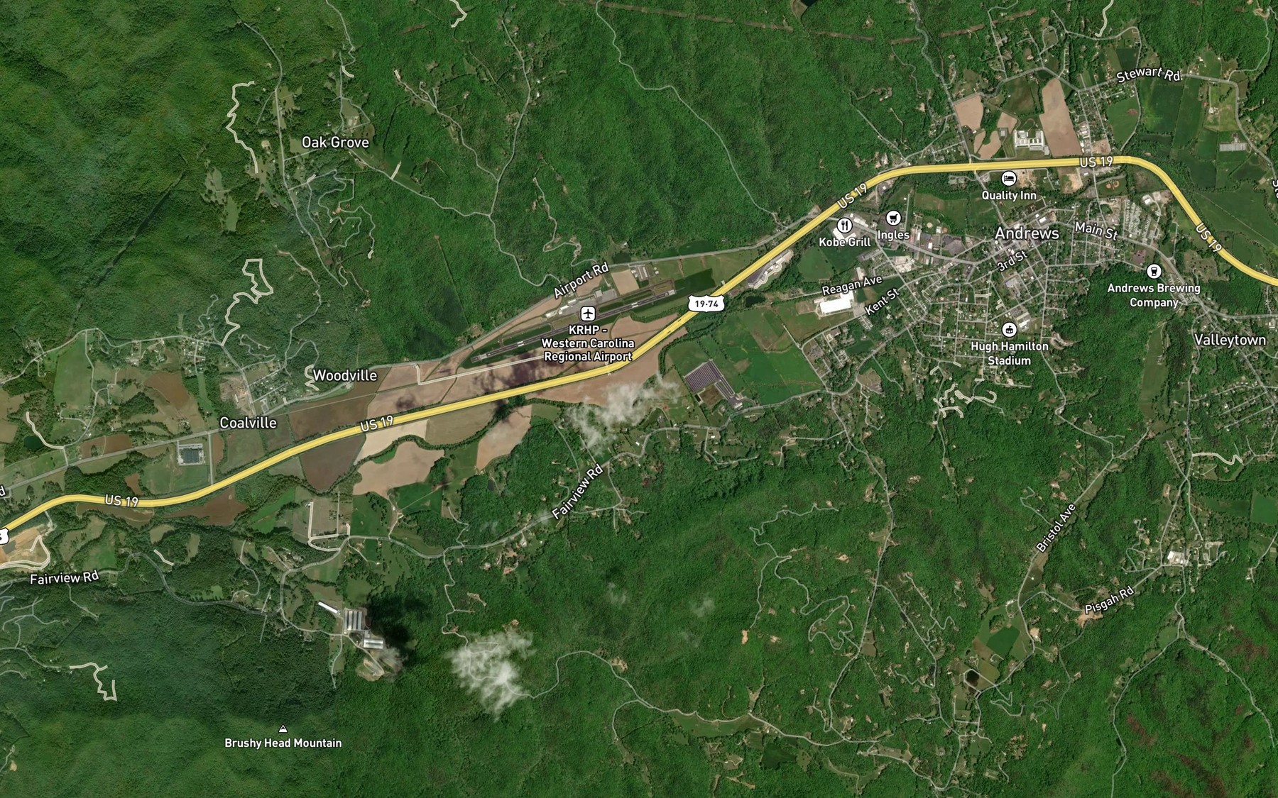 Satellite map of the Brown Creek