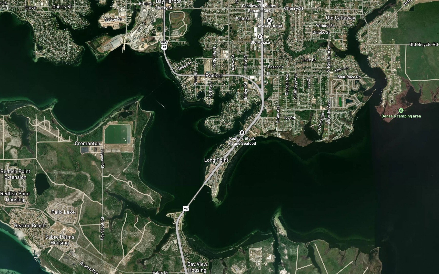 Satellite map of the Pitts Bayou