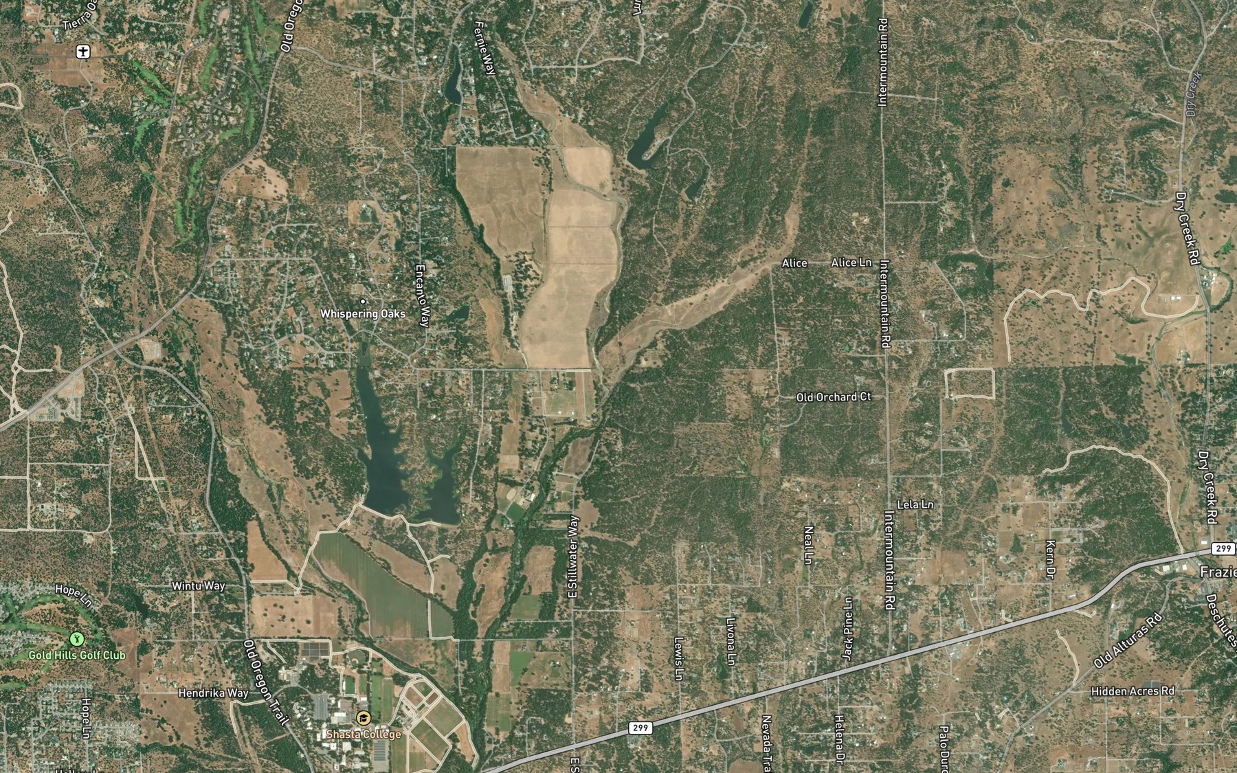 Satellite map of the East Valley Creek
