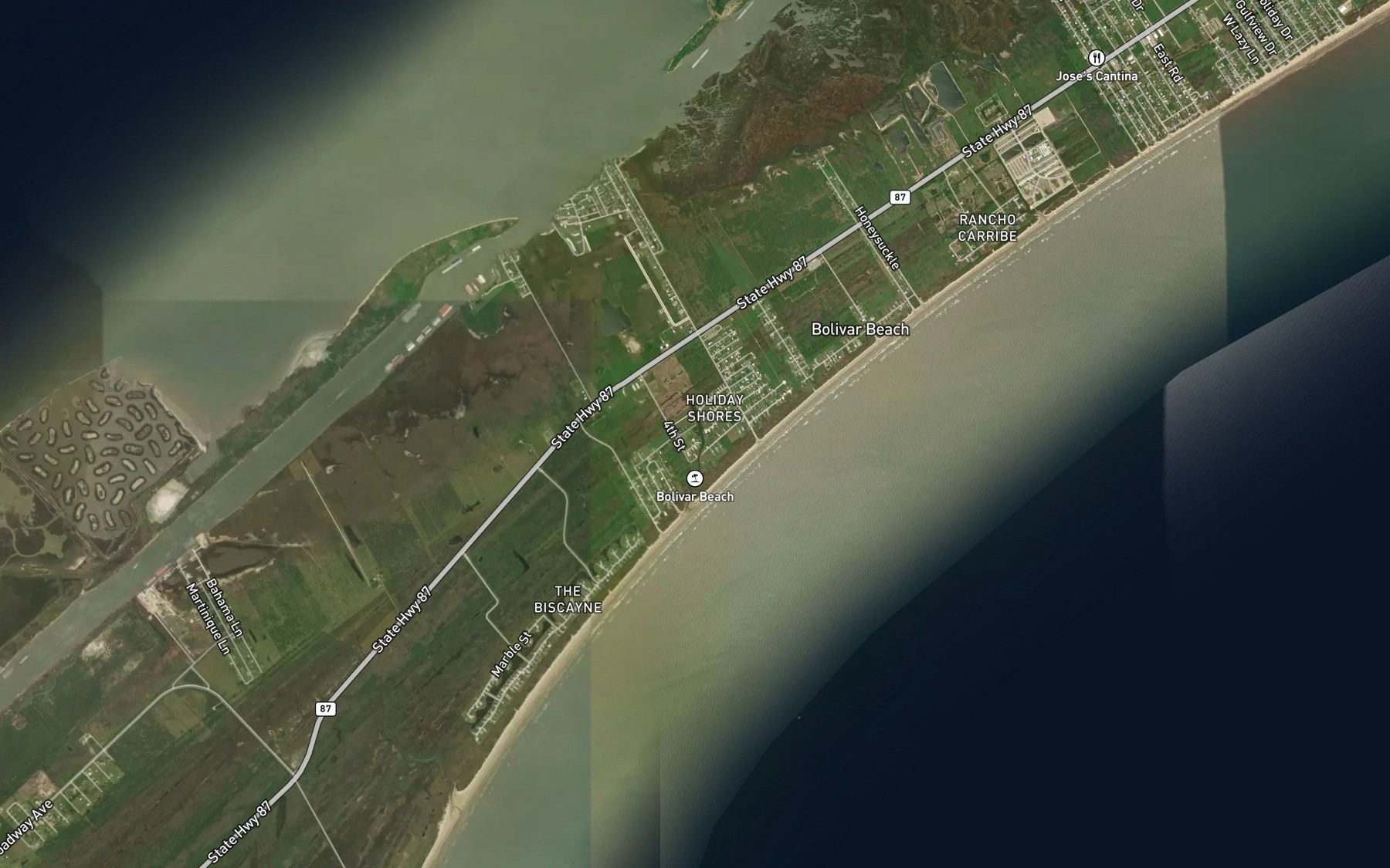 Satellite map of the Johnson Bayou