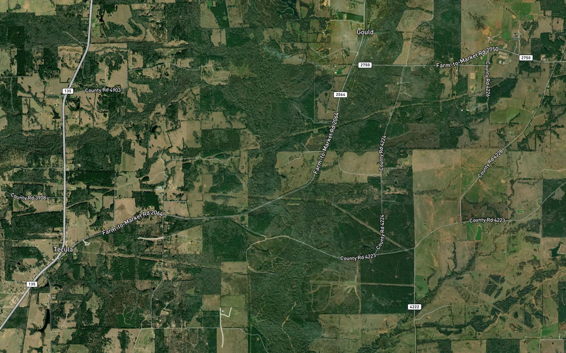 Satellite map of the Pine Lake
