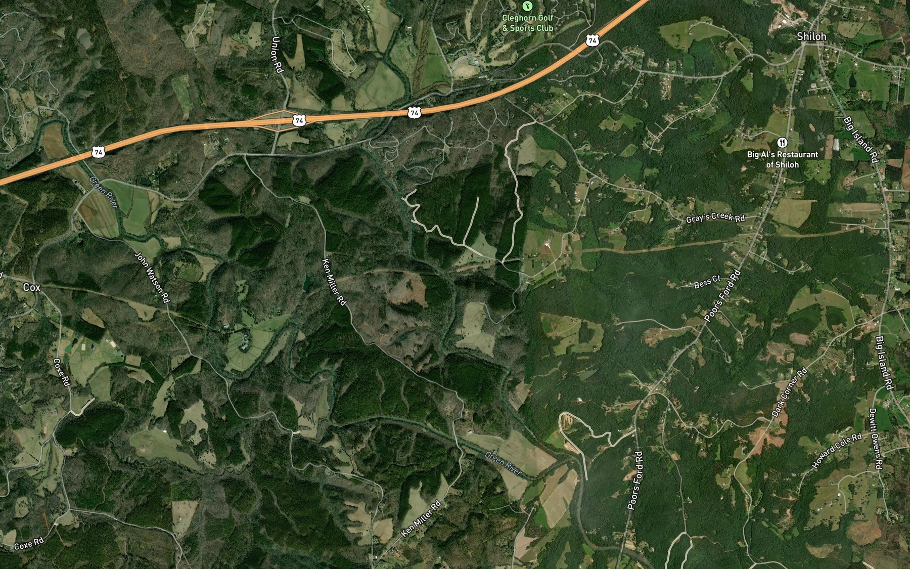 Satellite map of the Grays Creek