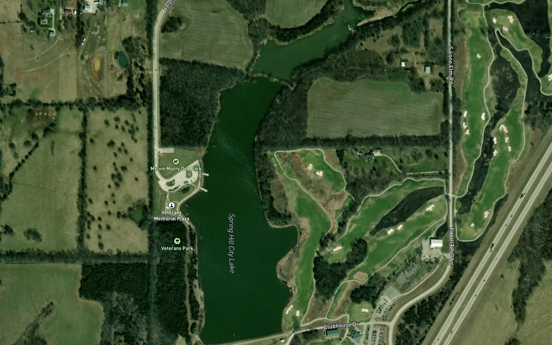 Satellite map of the Spring Hill City Lake