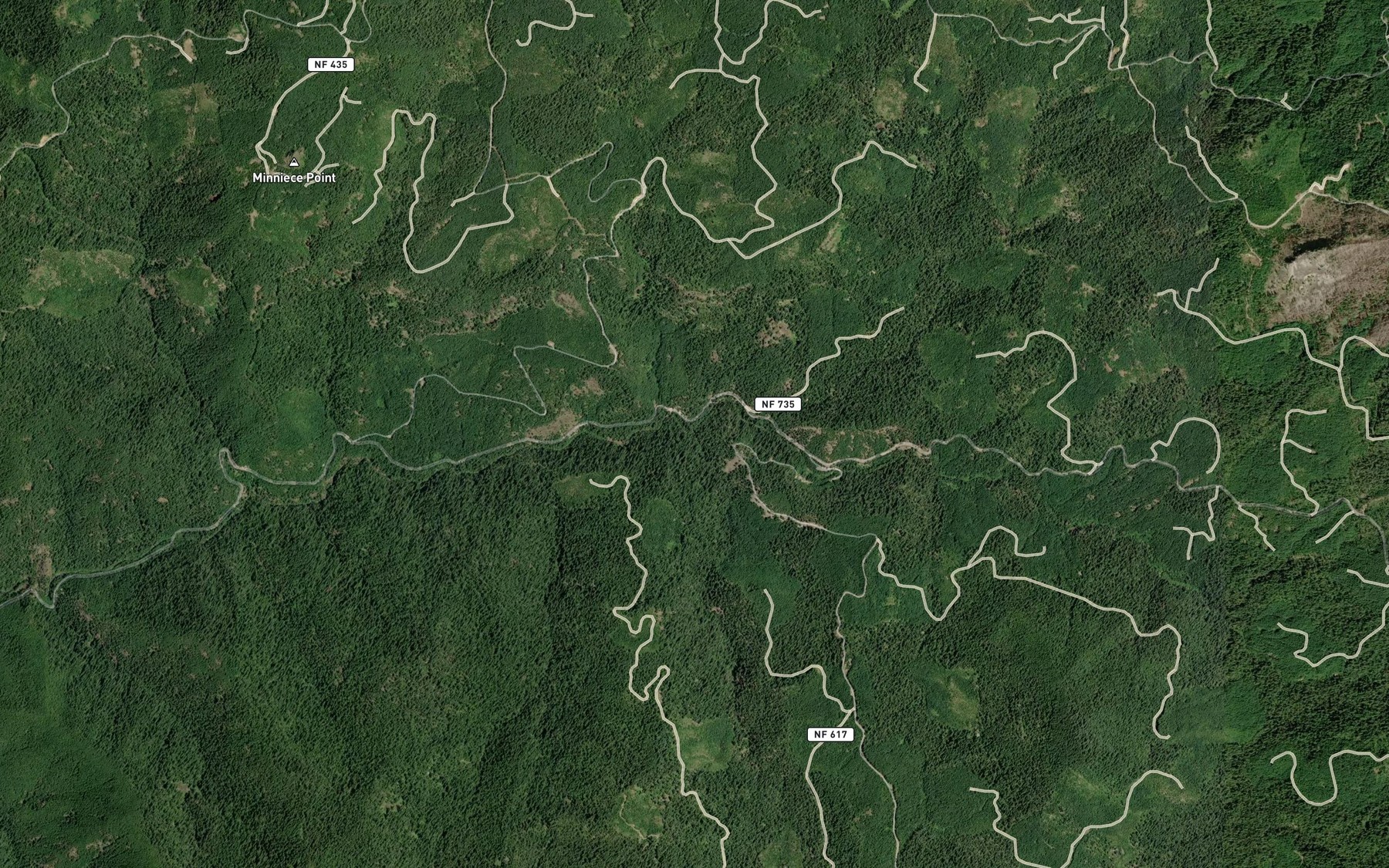 Satellite map of the Freezeout Creek