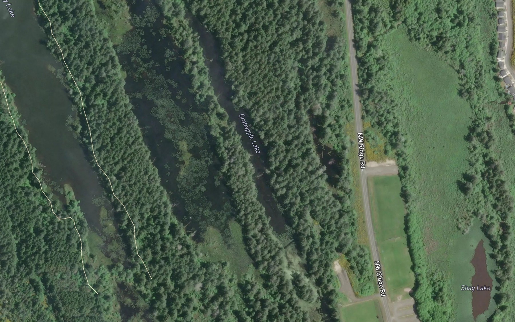 Satellite map of the Crabapple Lake