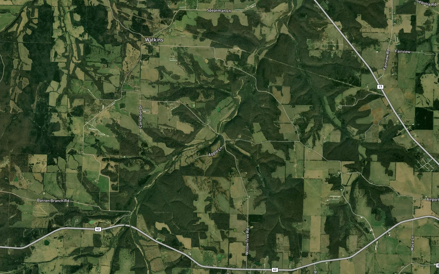 Satellite map of the Mill Branch