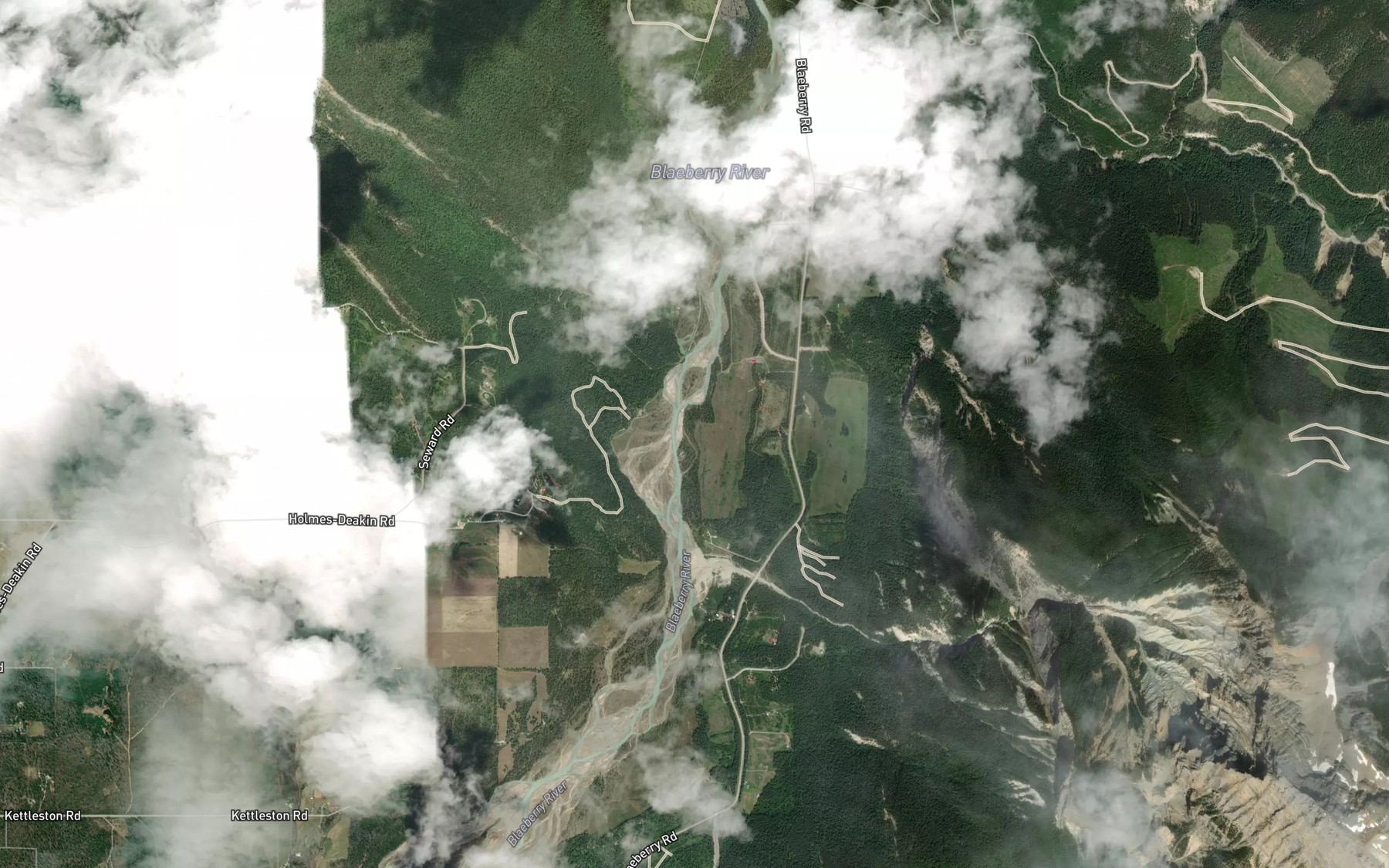 Satellite map of the Polecabin Creek
