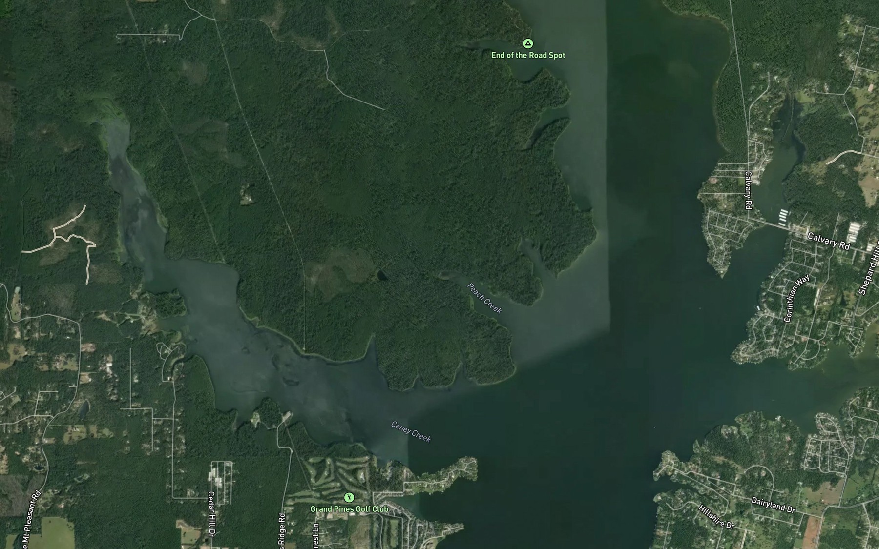 Satellite map of the Peach Creek
