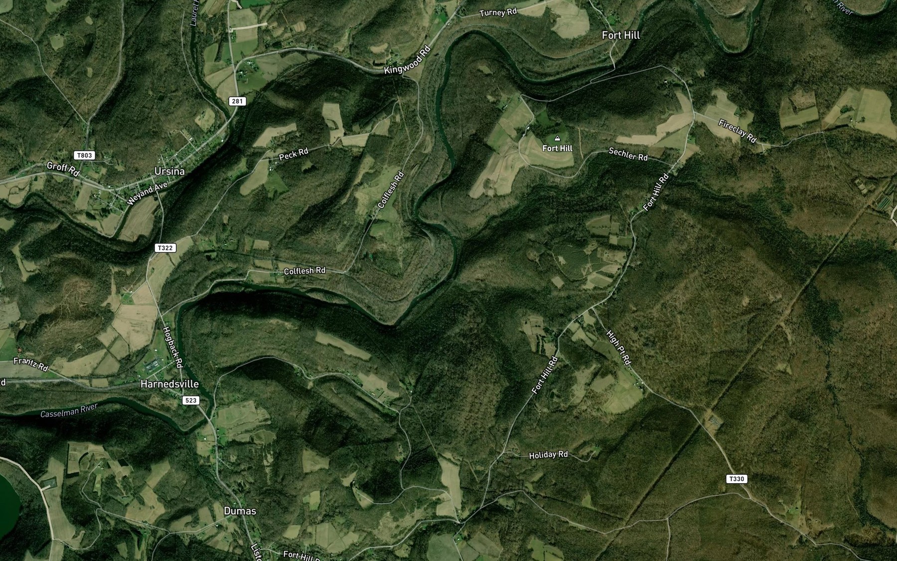 Satellite map of the Cucumber Run