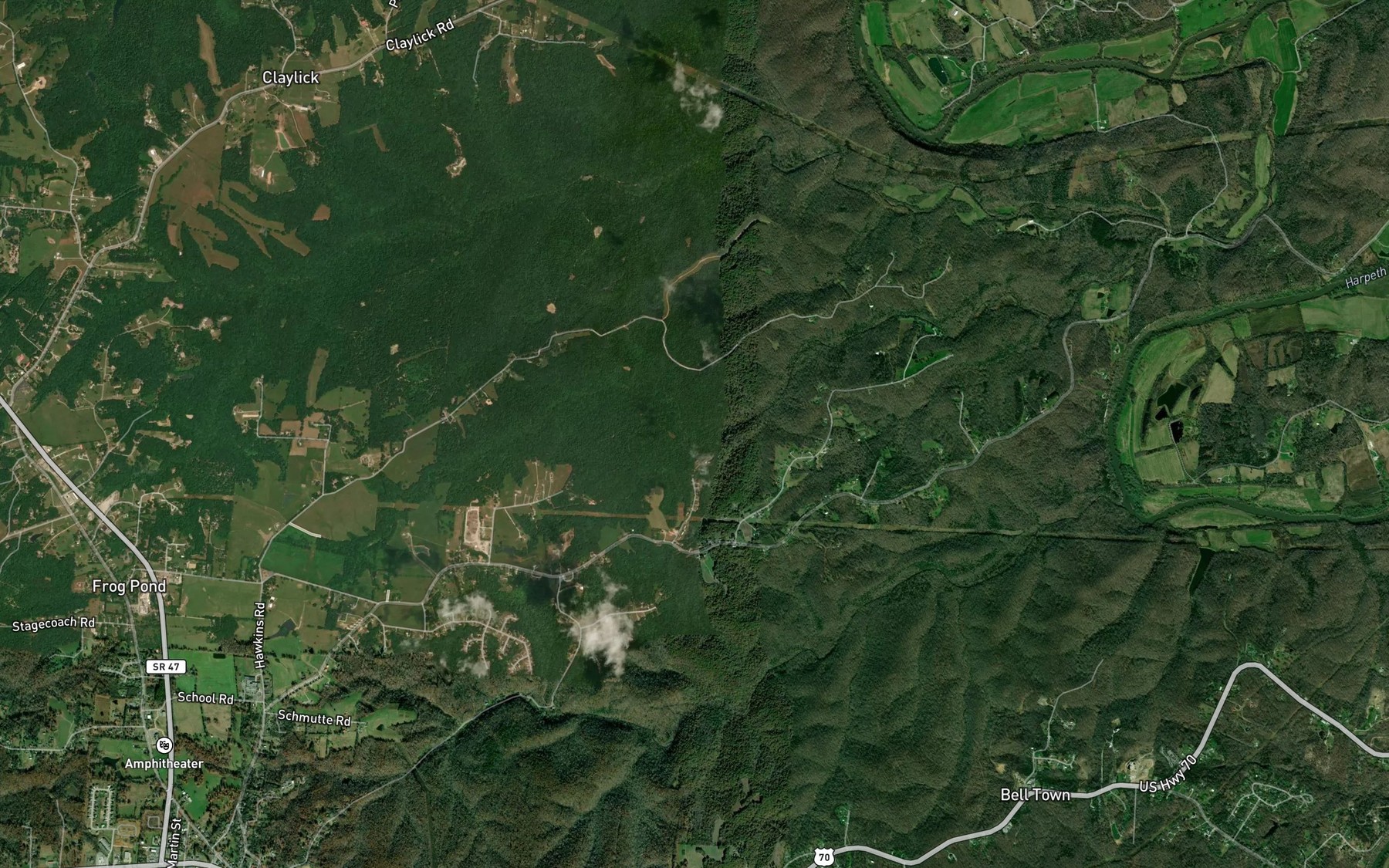 Satellite map of the Poplar Flat Creek