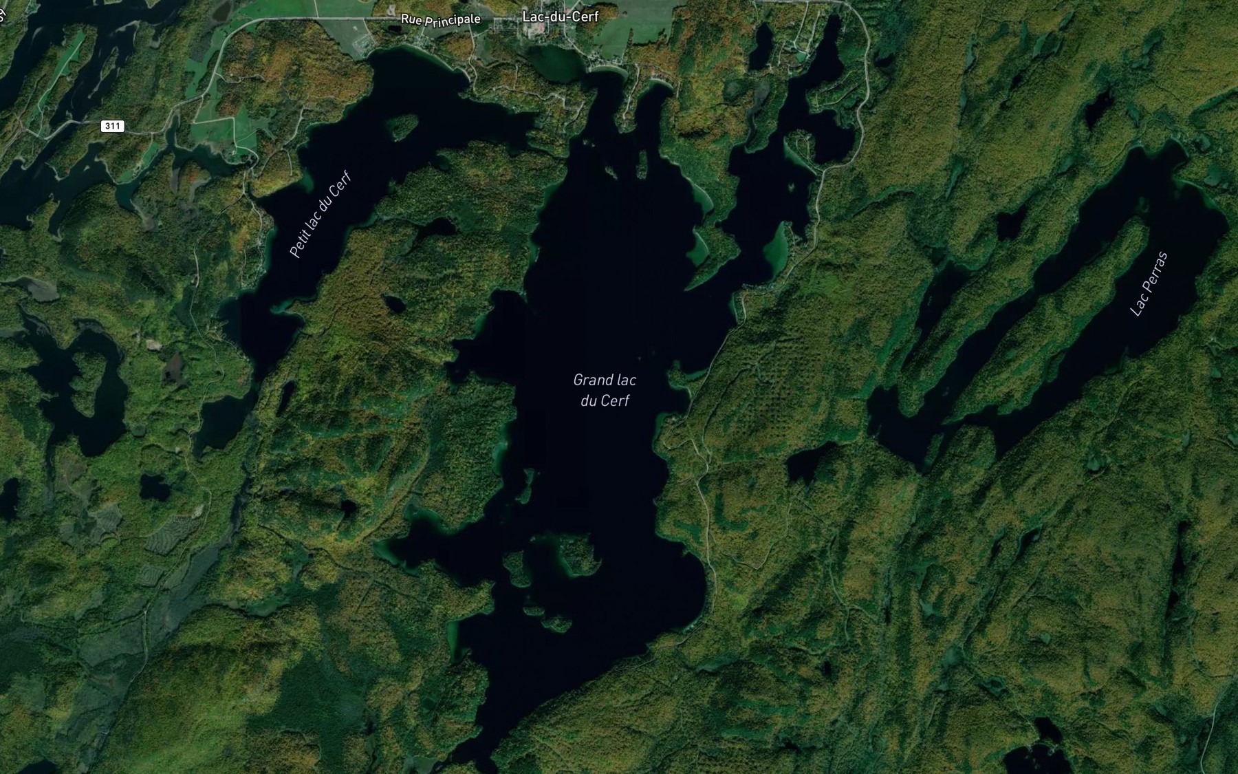 Satellite map of the Grand lac du Cerf