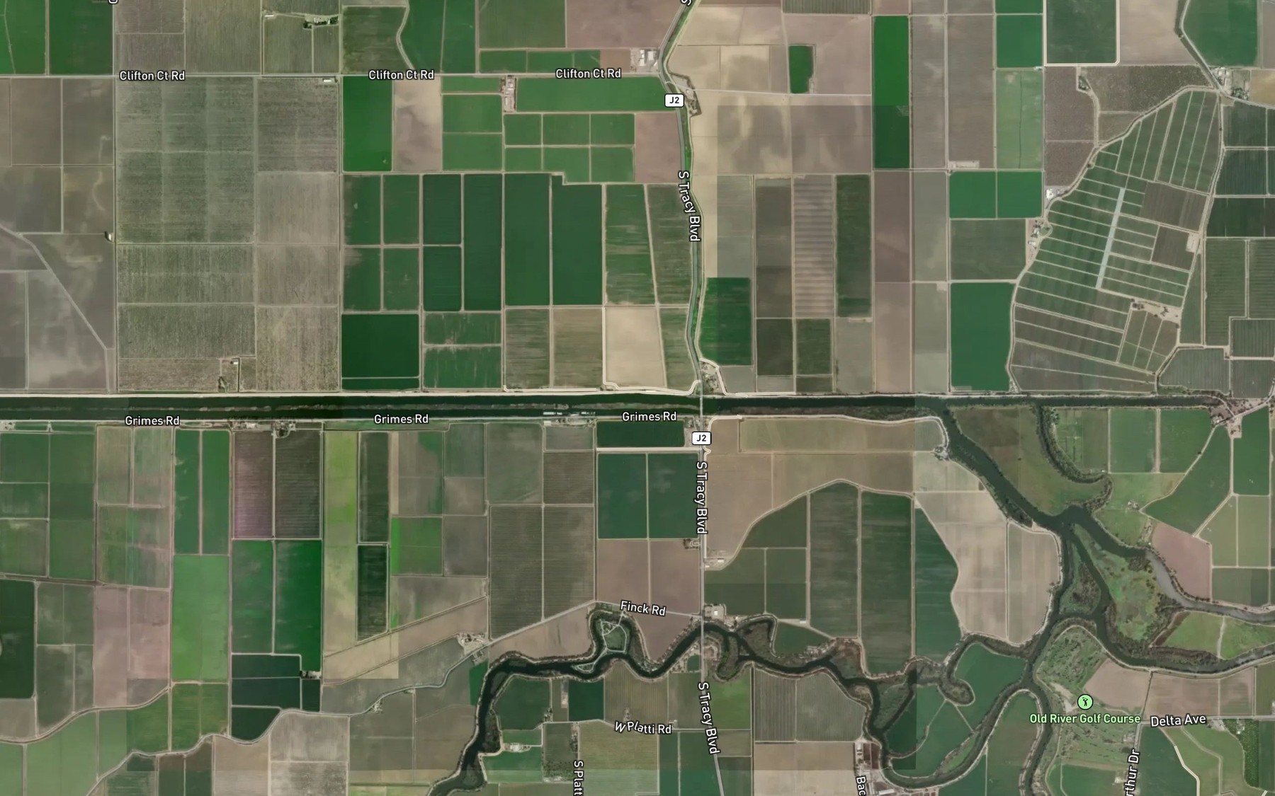 Satellite map of the Grant Line Canal