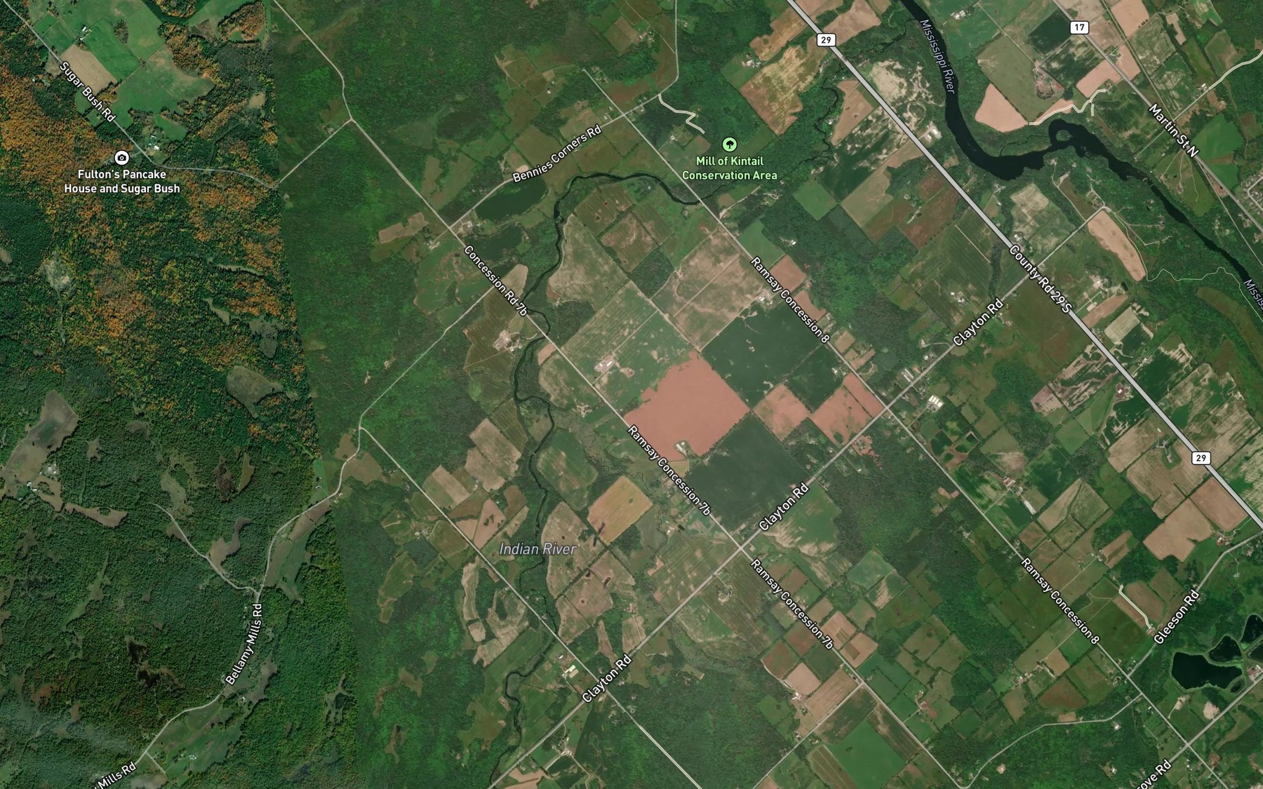 Satellite map of the Union Hall Creek