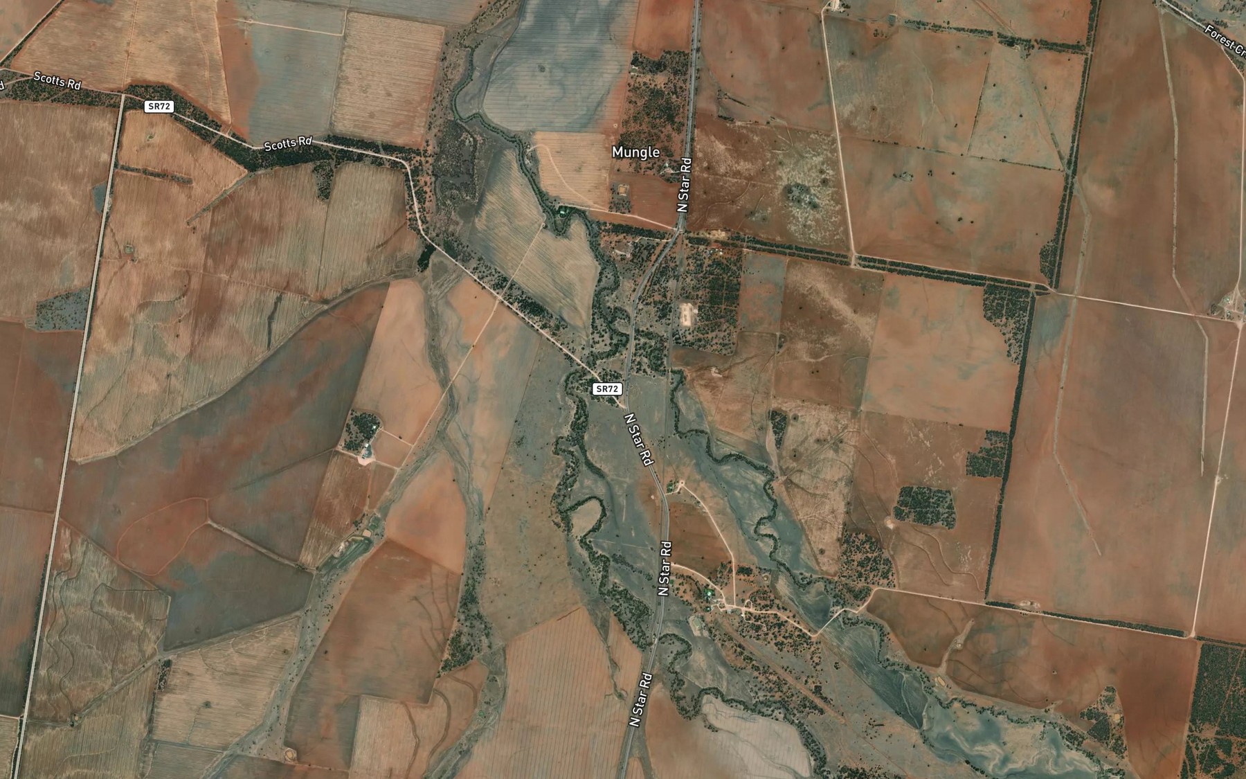 Satellite map of the Back Creek