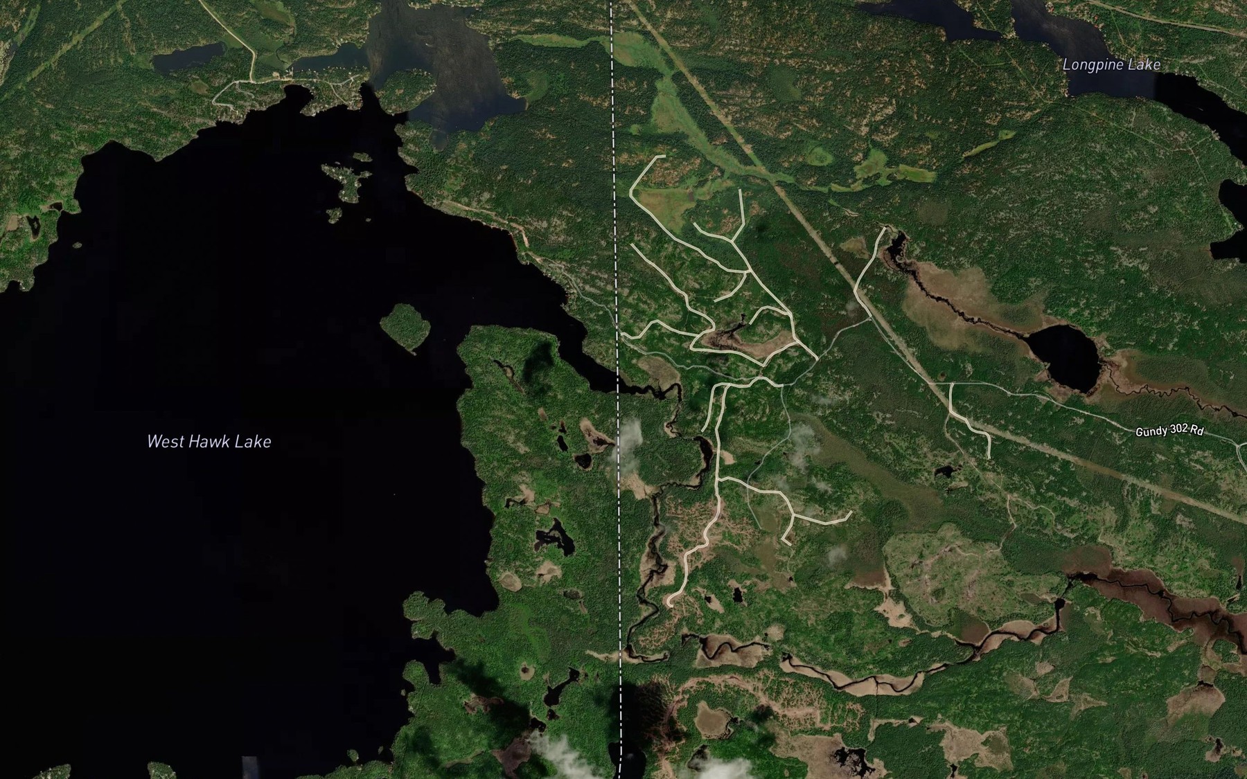 Satellite map of the West Hawk Lake
