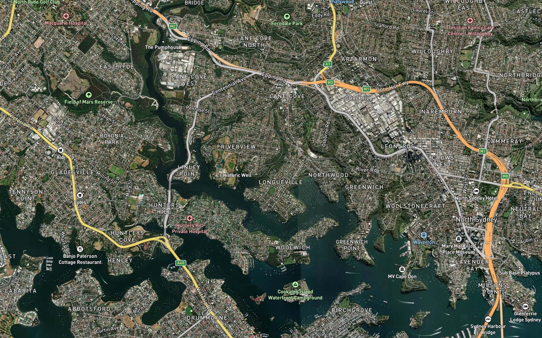 Satellite map of the Tambourine Creek