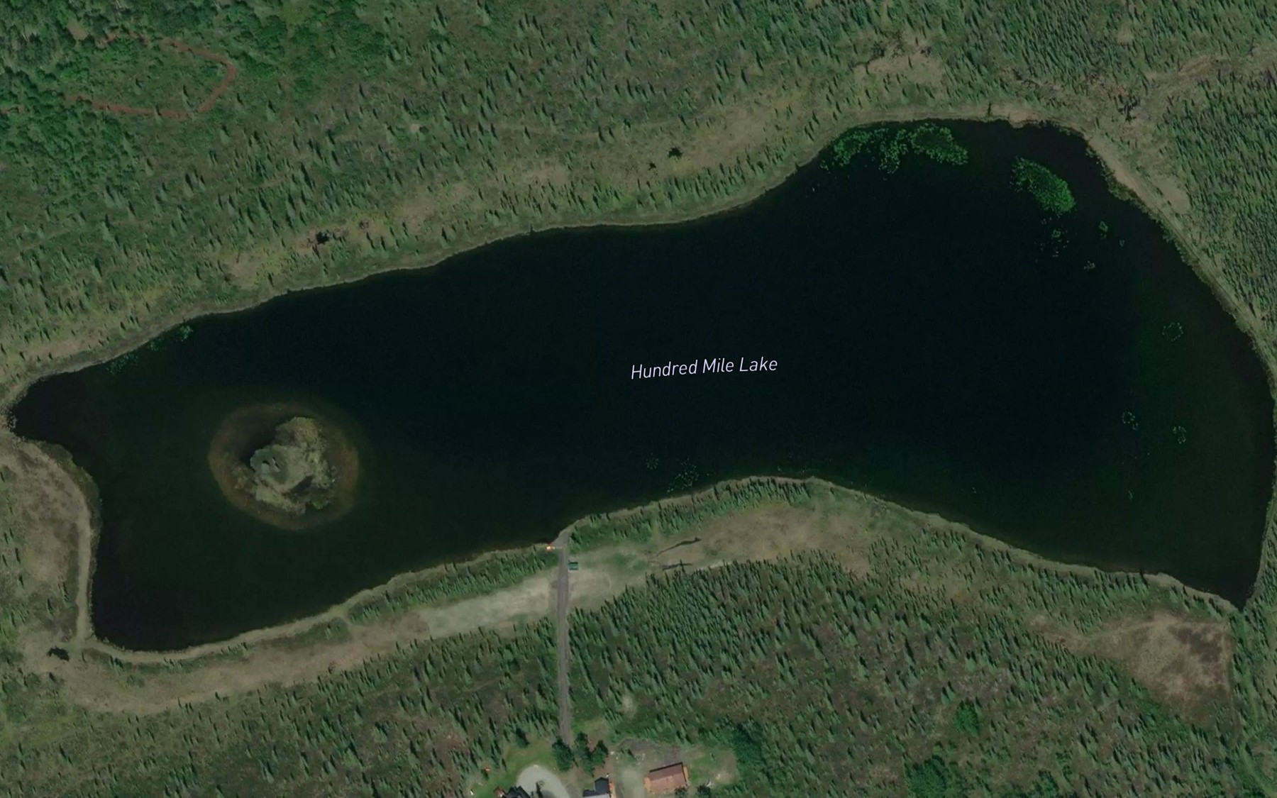 Satellite map of the Hundred Mile Lake