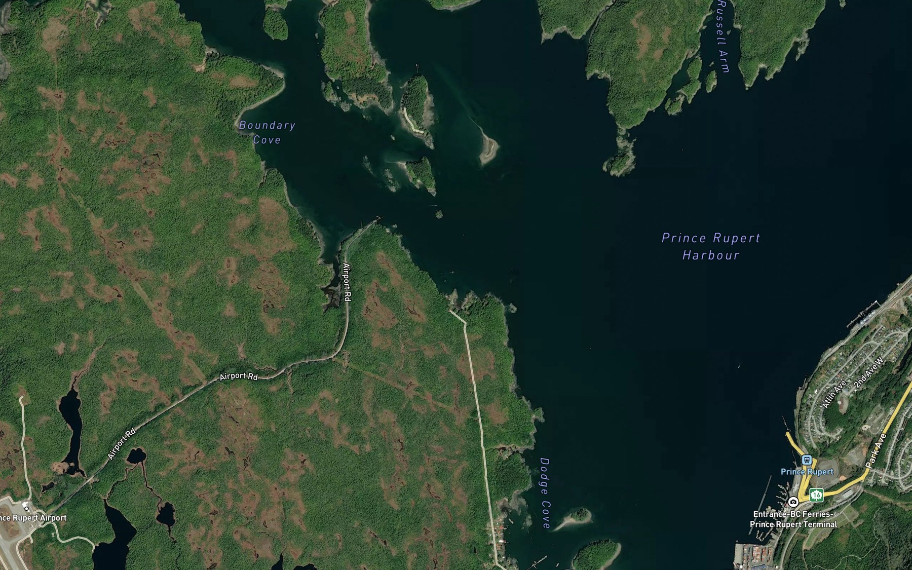 Satellite map of the Crippen Cove