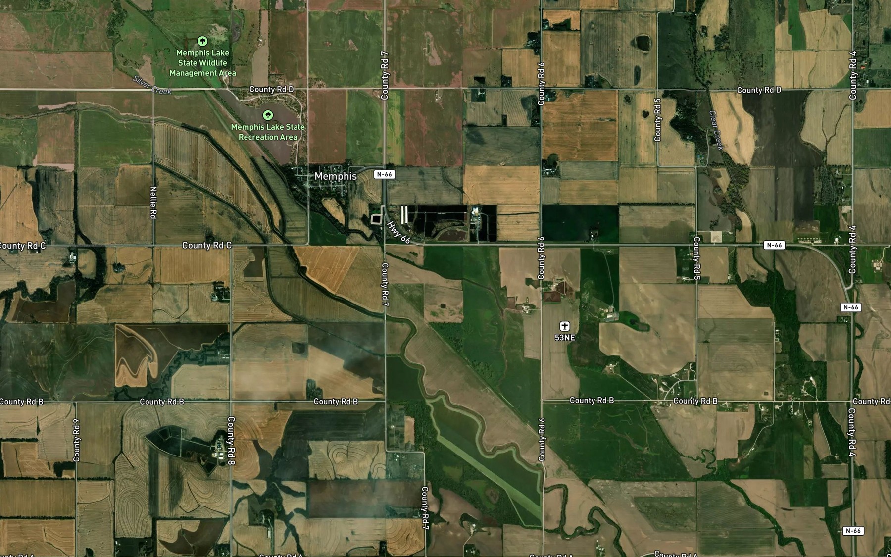 Satellite map of the Silver Creek