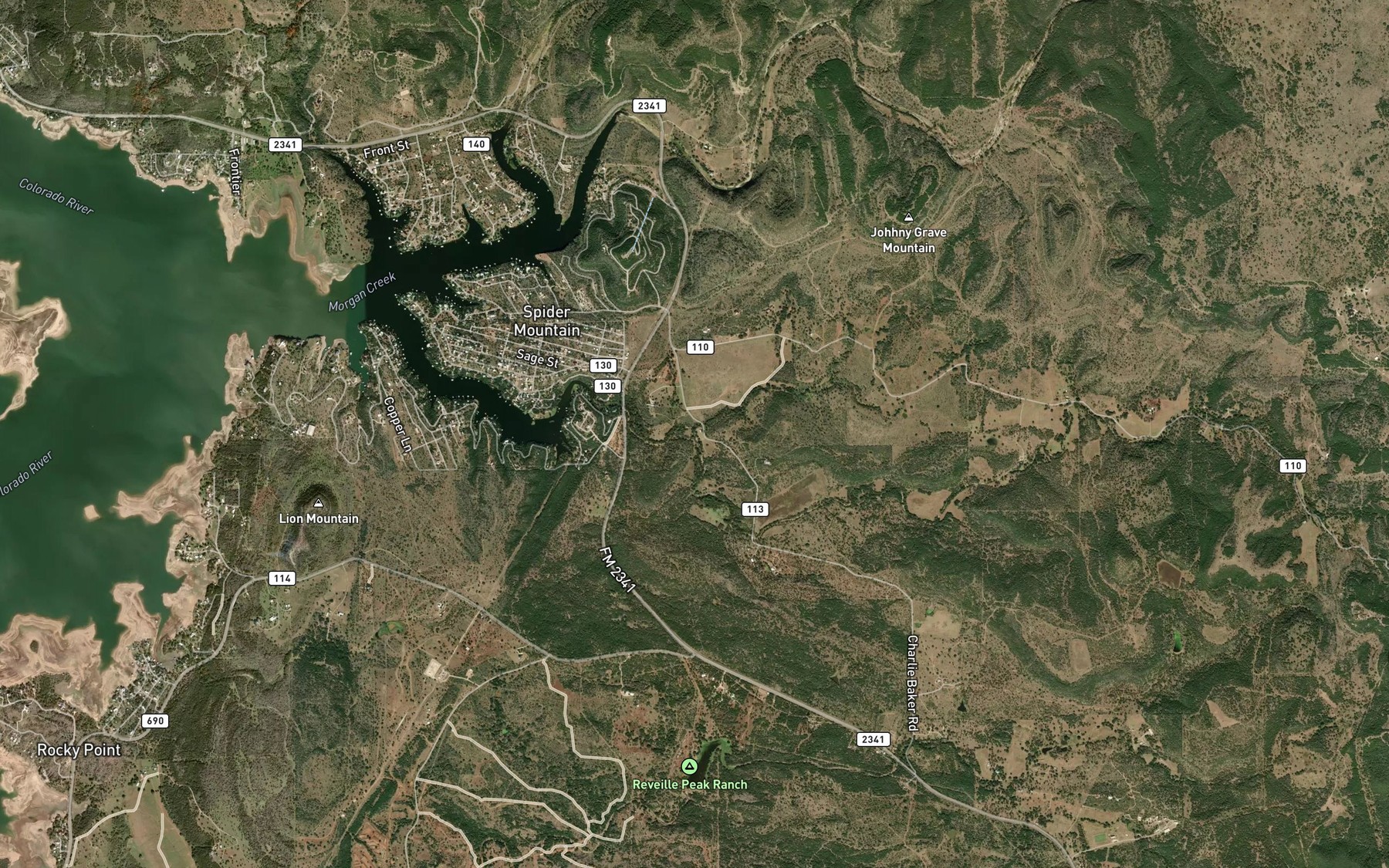 Satellite map of the Fry Branch