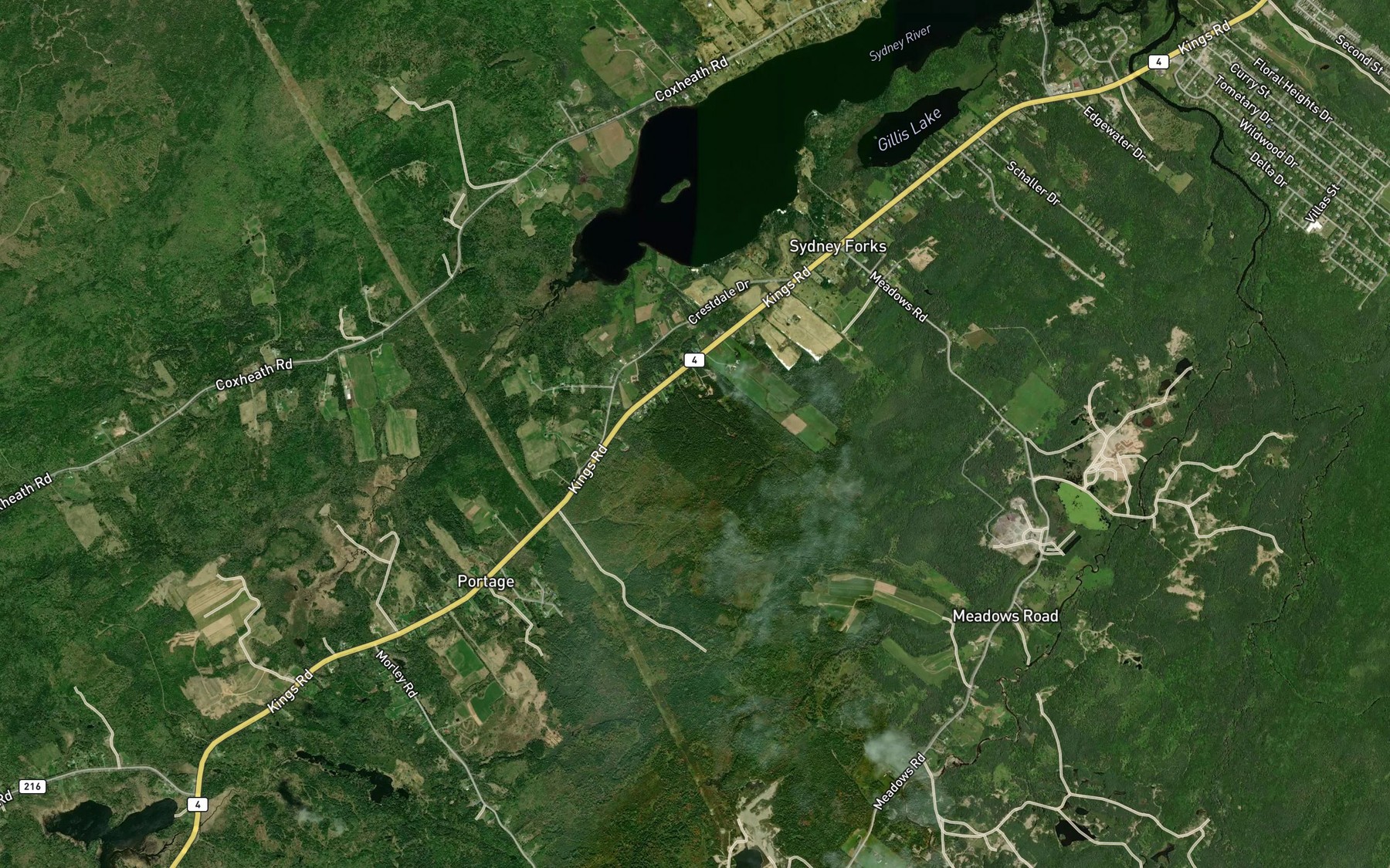 Satellite map of the Portage Brook
