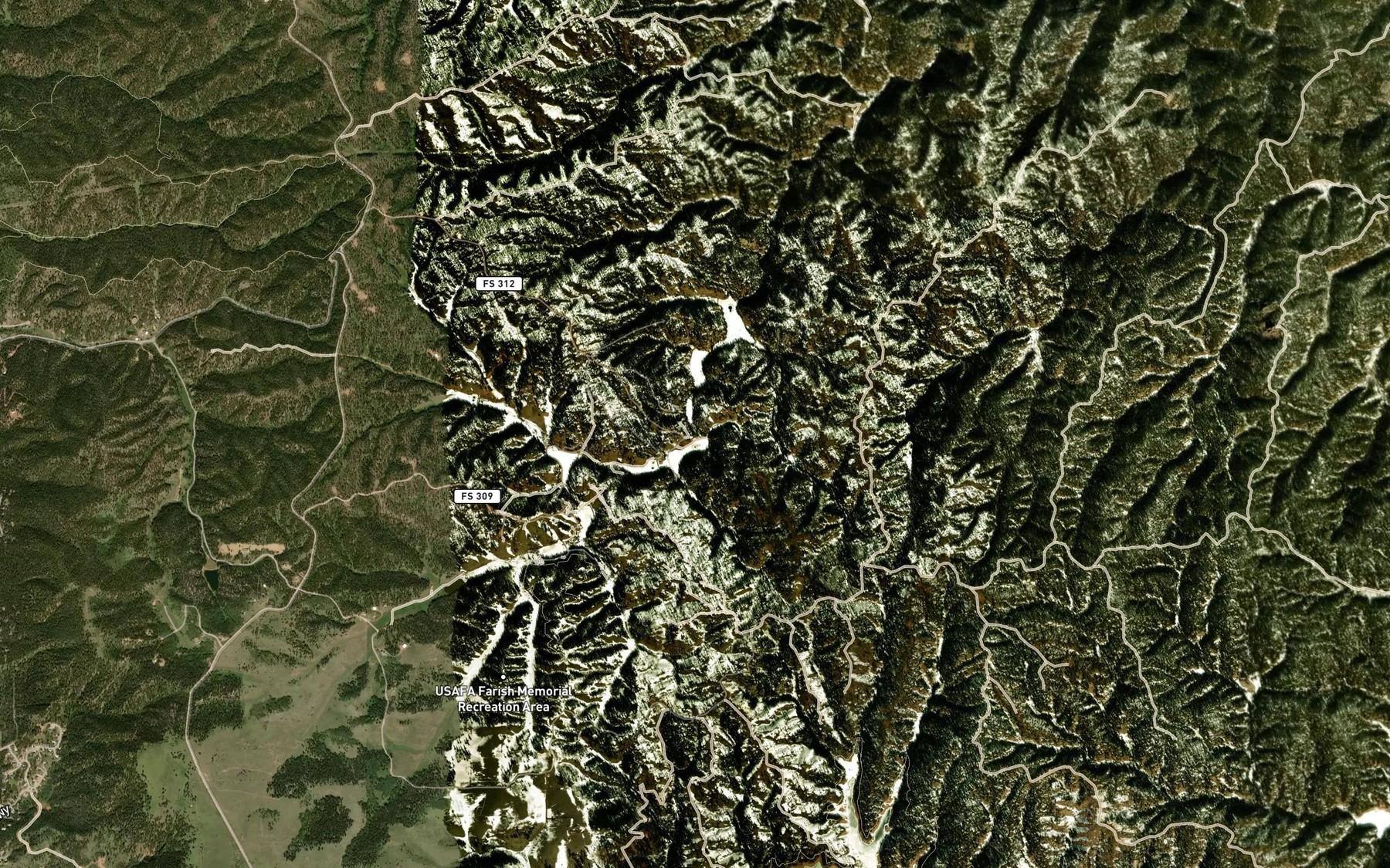 Satellite map of the Carrol Lakes