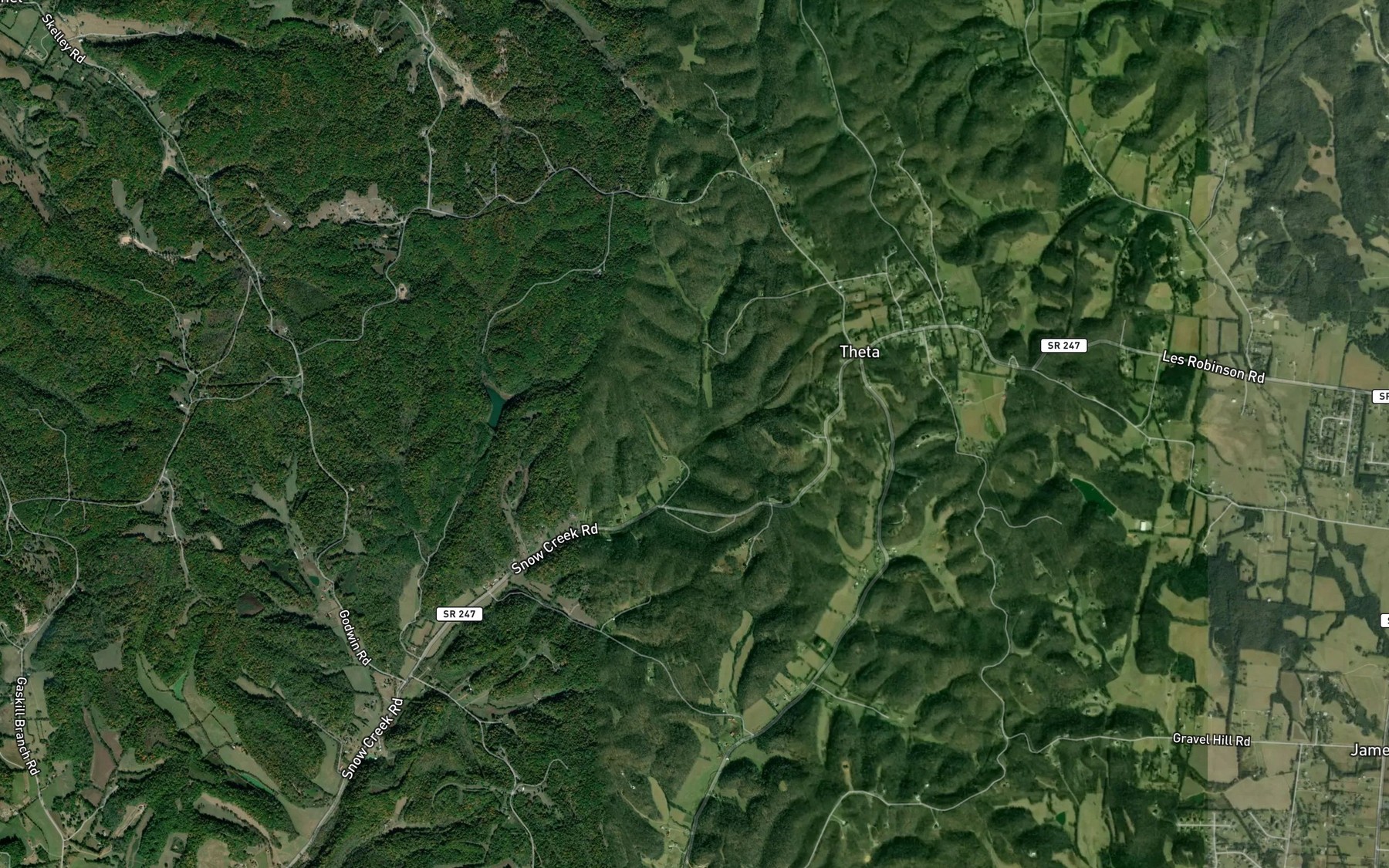 Satellite map of the Lost Acres Lake