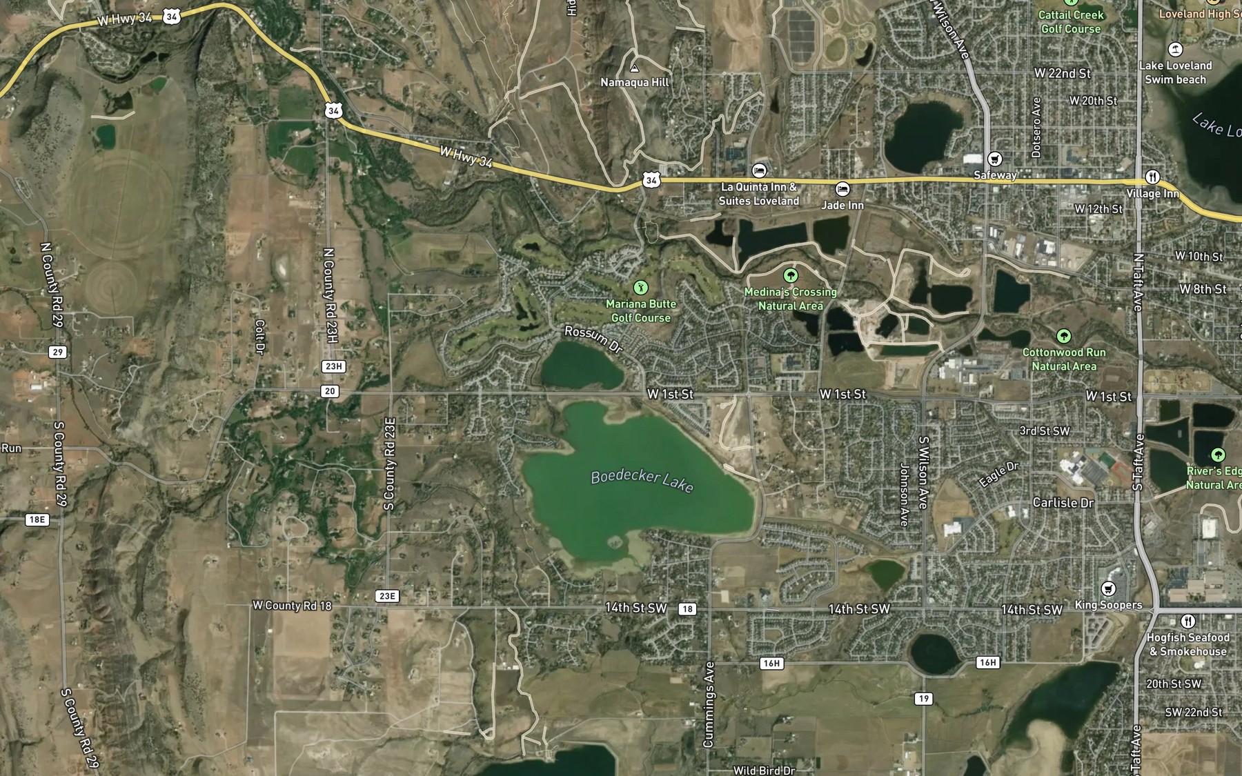 Satellite map of the Buckingham Lake